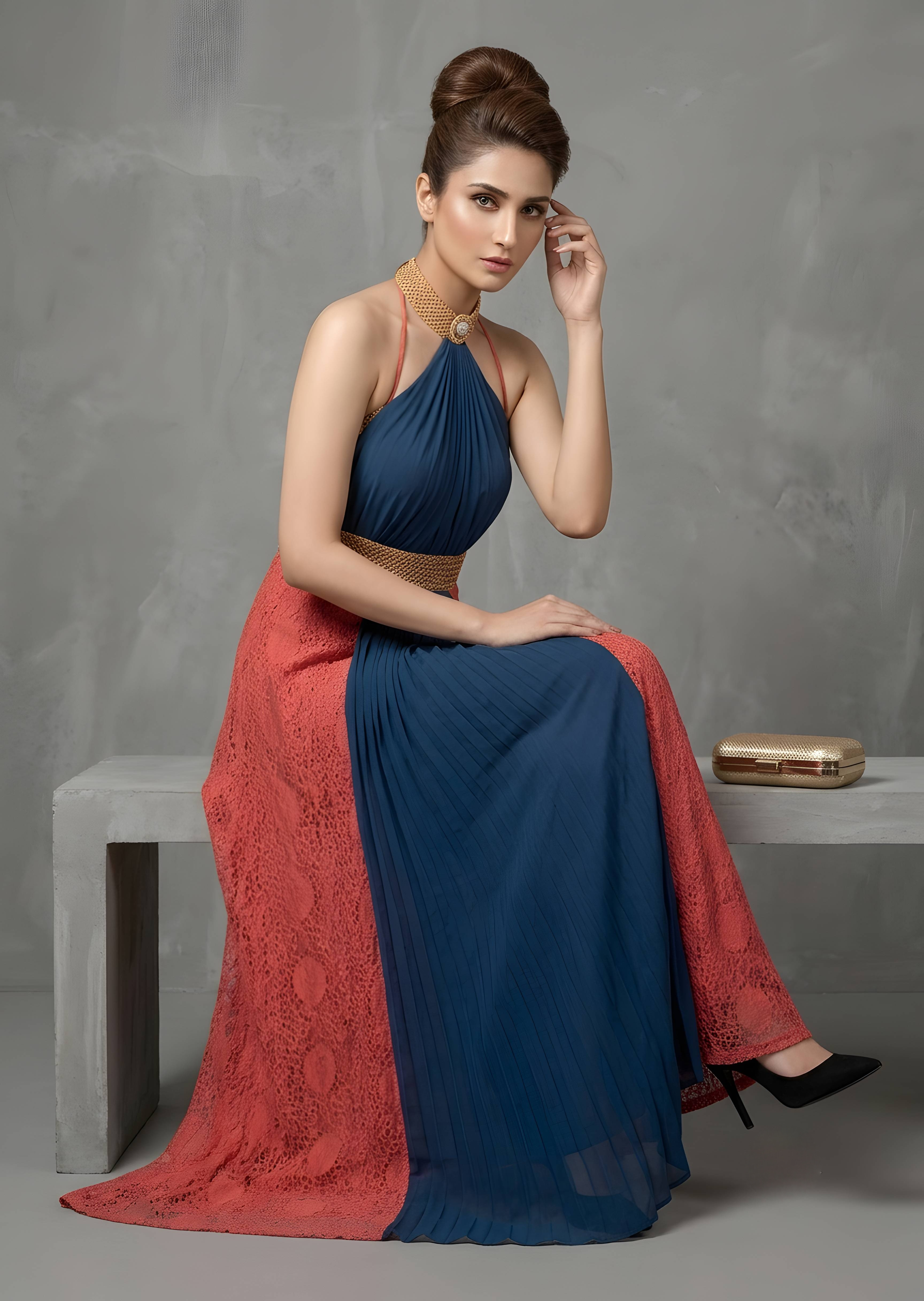 net Dress in Sapphire blue