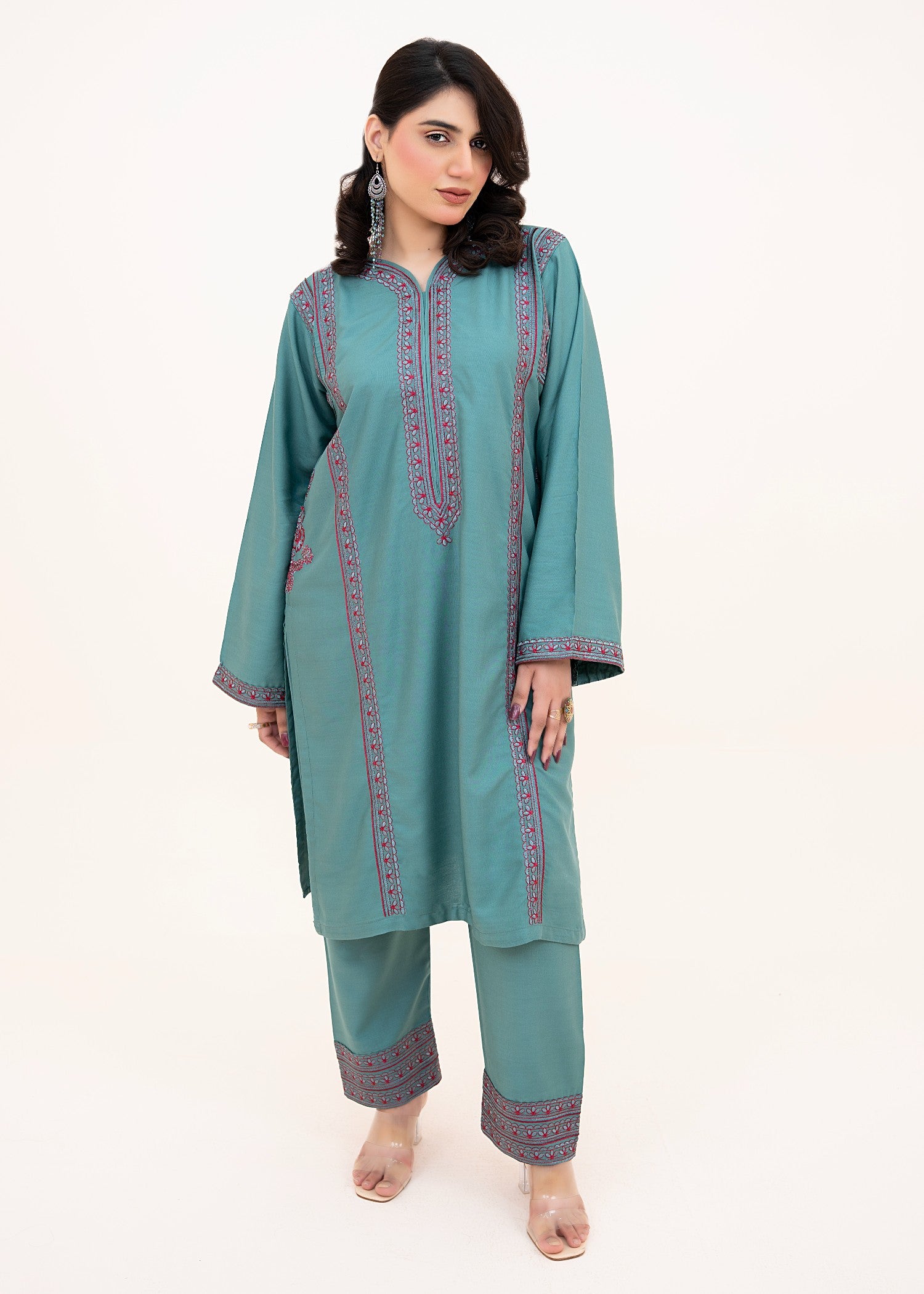 linen Kurta Set in Teal