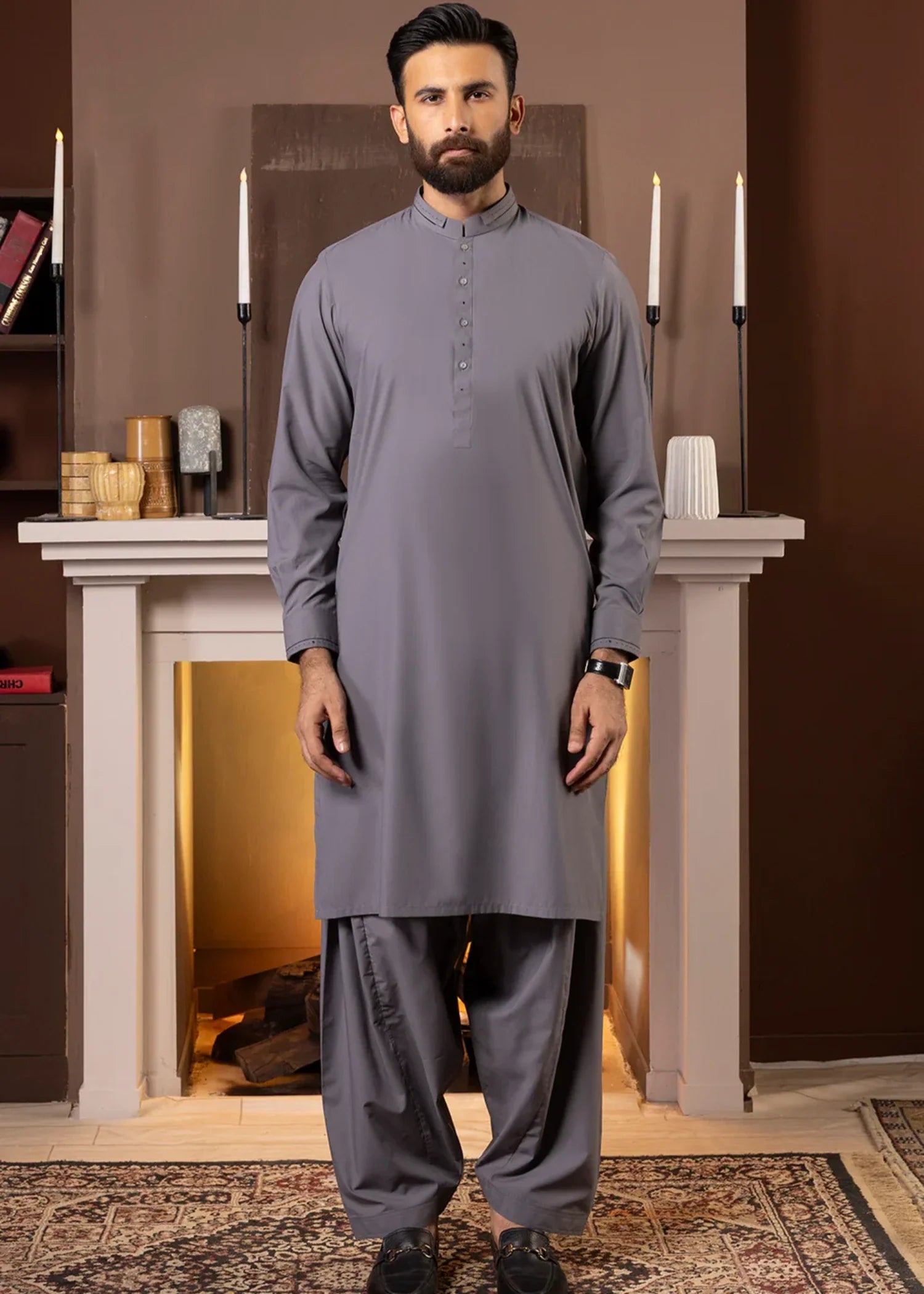 poly viscose Shalwar Kameez in Grey