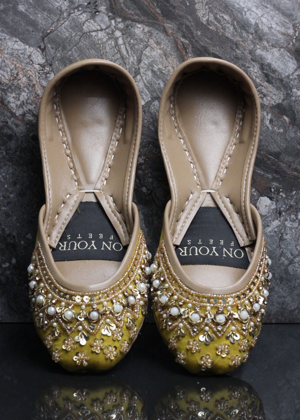 Khussa in Mellow yellow by - High Quality Women Khussa WKJ3383