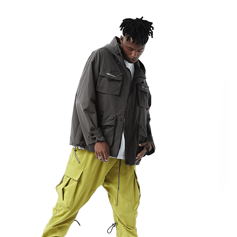 Men'S Multi-Pocket Functional Hooded Jacket