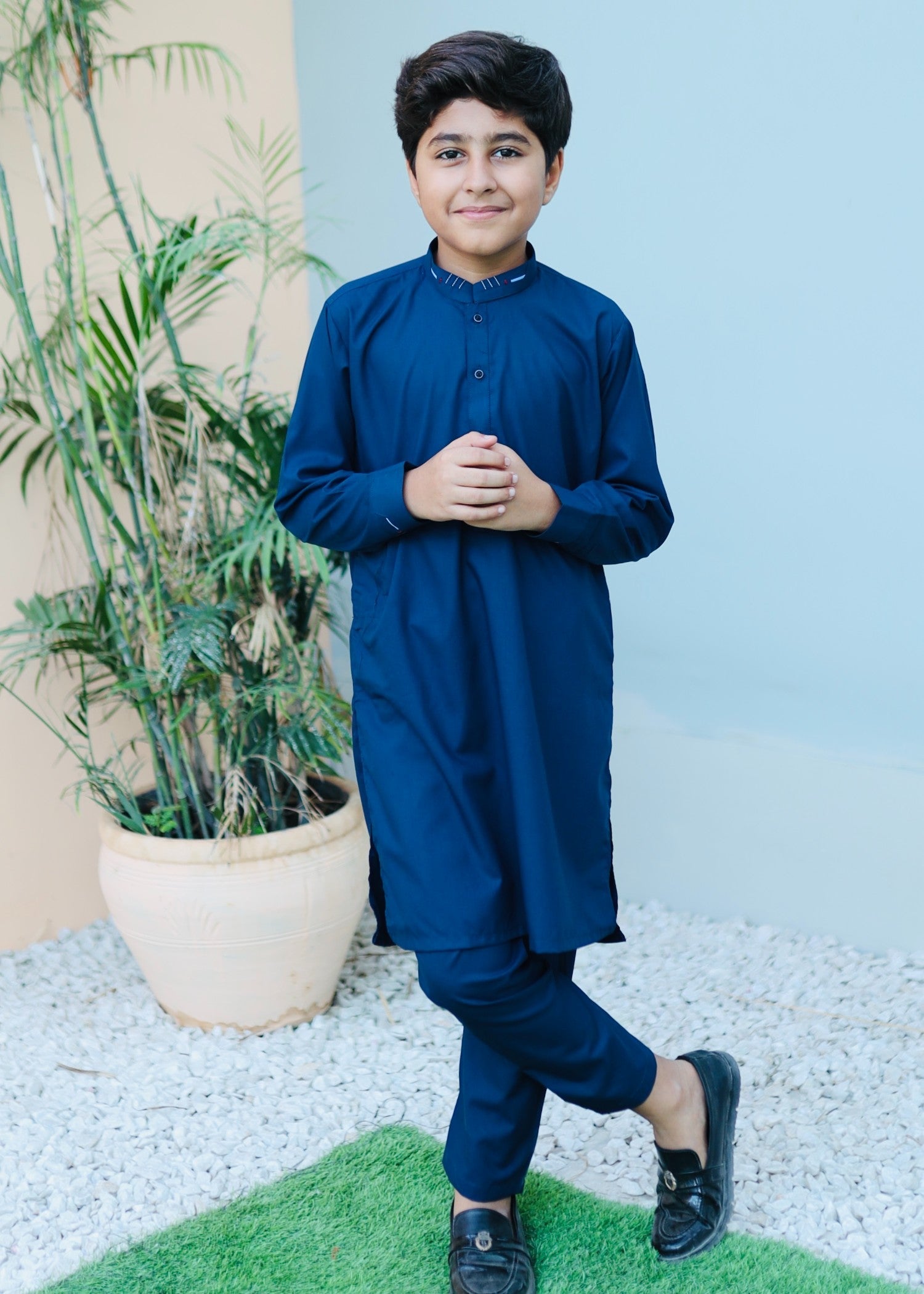 wash & wear Kurta Set in Carolina blue