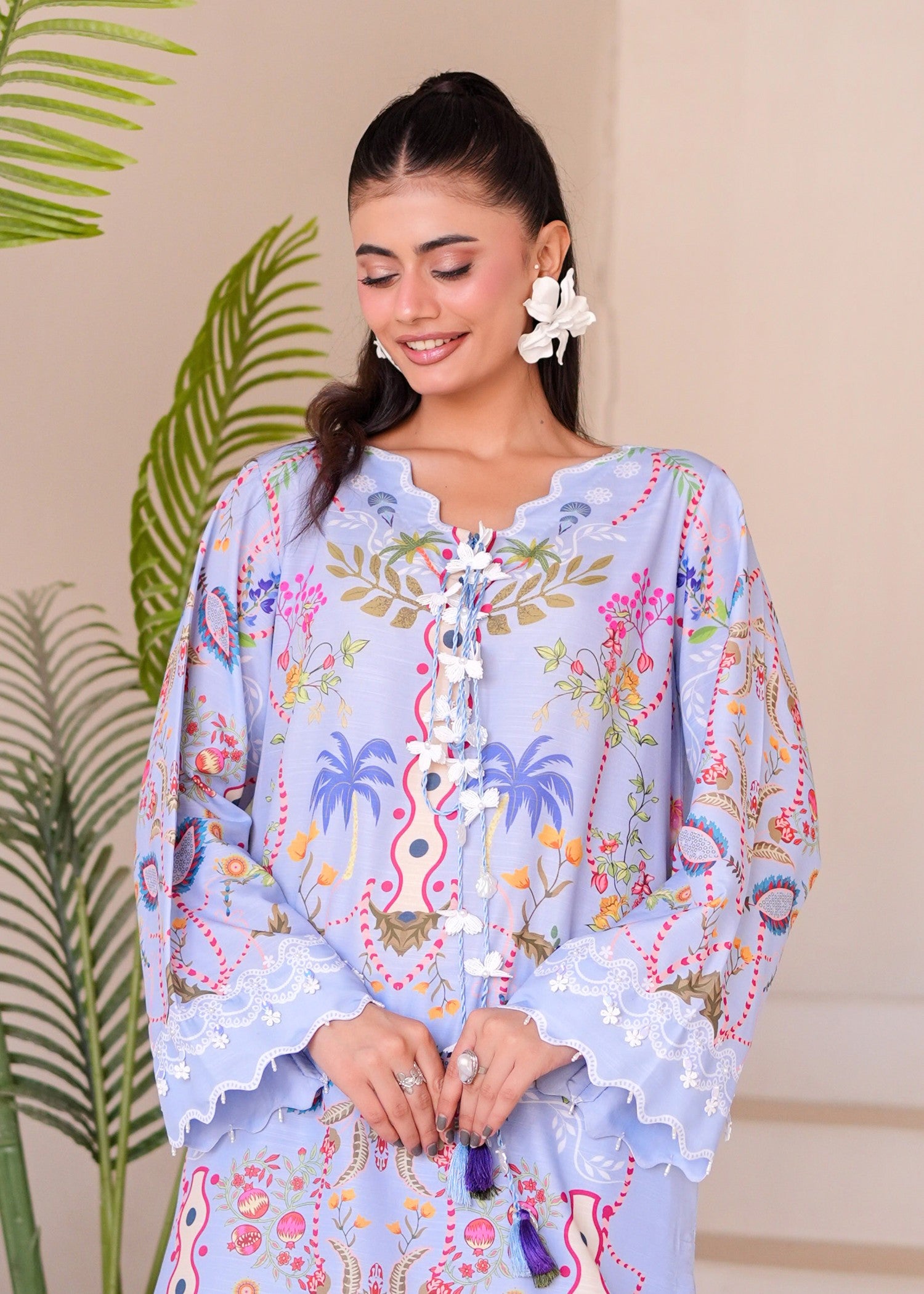 lawn Kurta Set in Ice blue