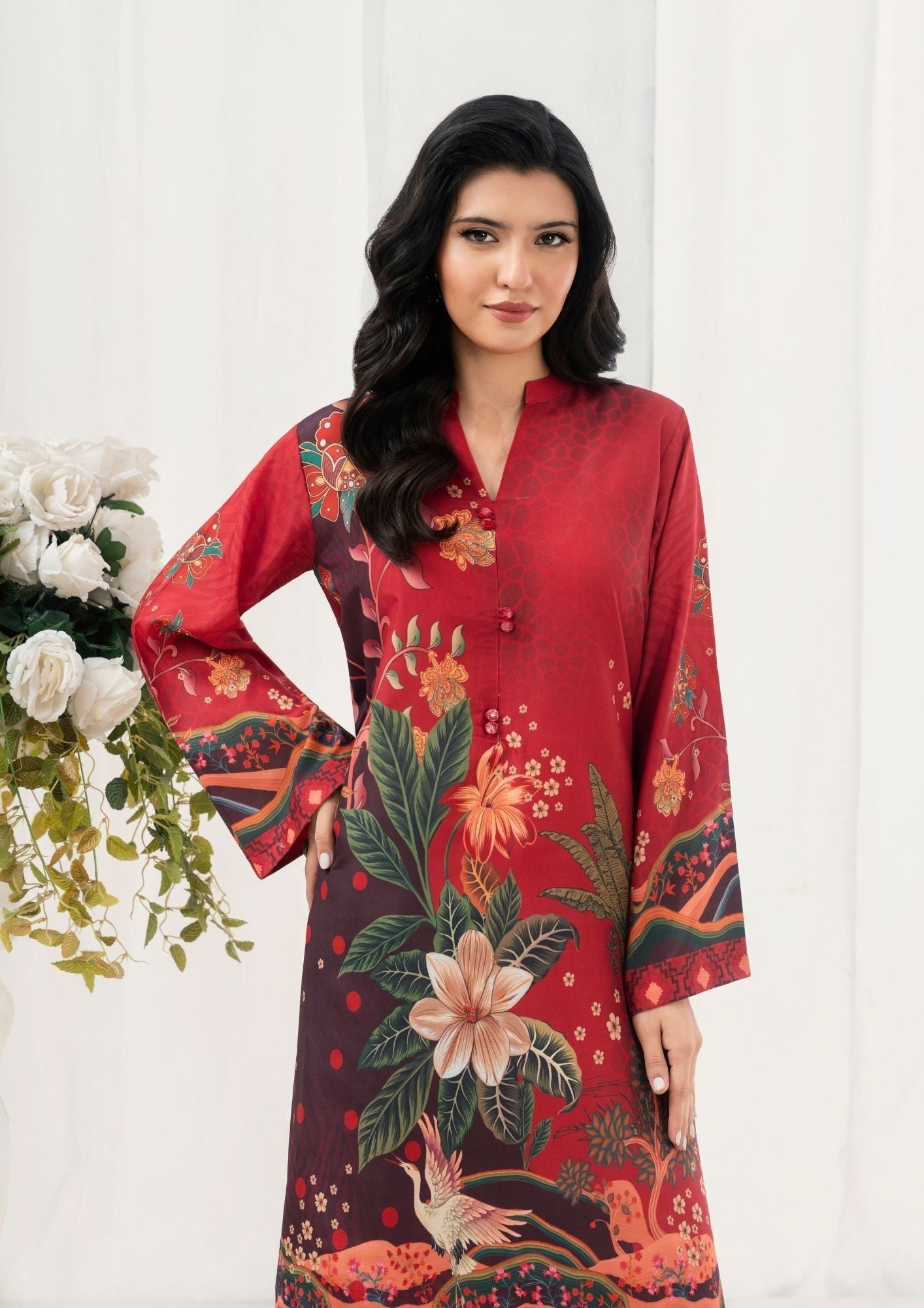 swiss cotton Kurta Set in Maroon