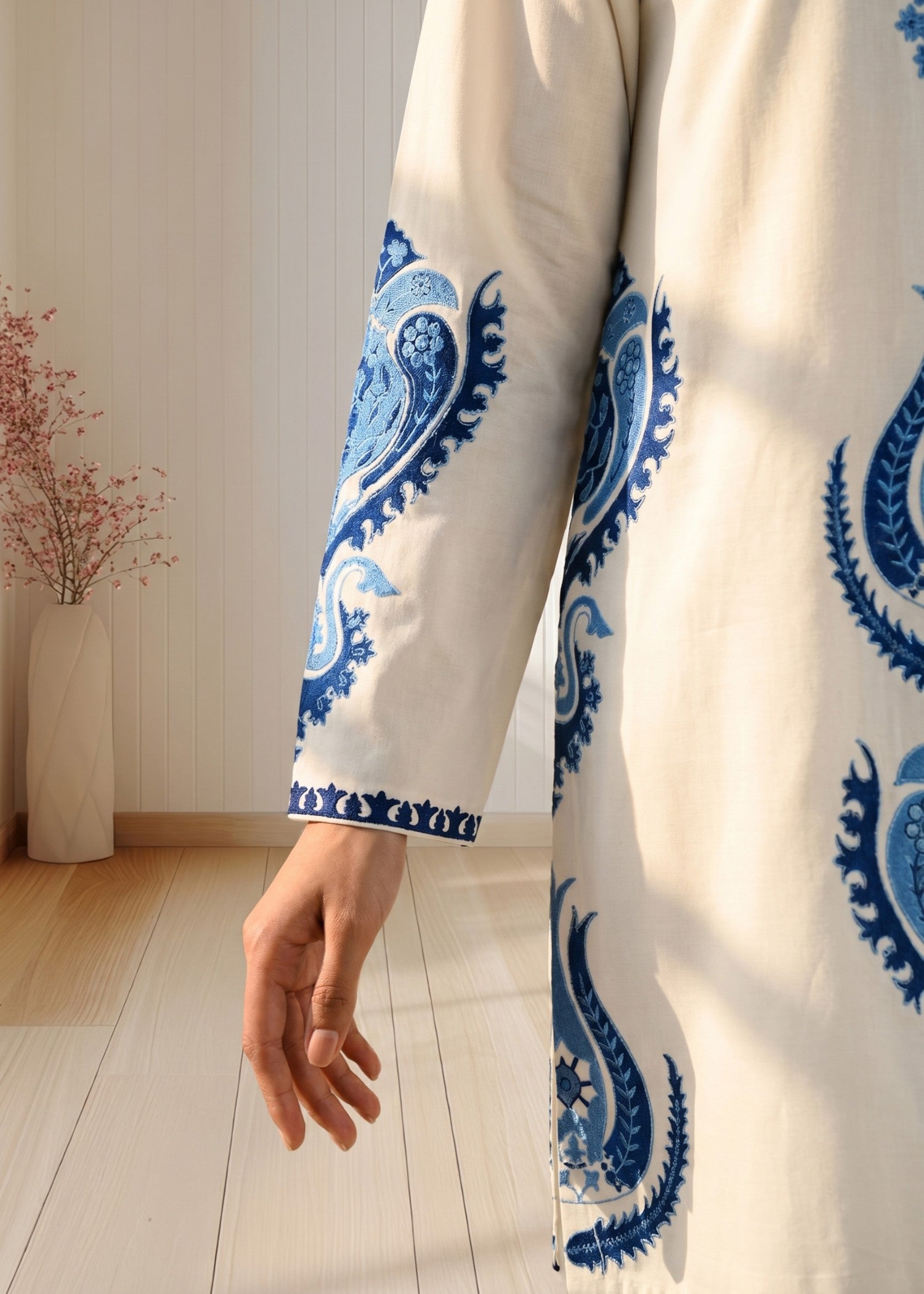 lawn cotton Kurta Set in White