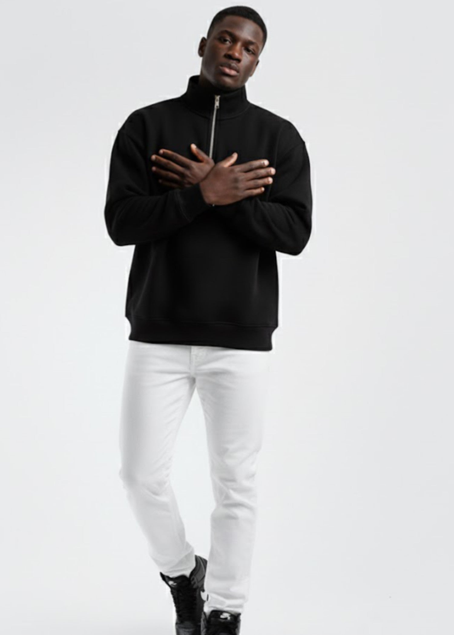 cotton linen Sweatshirt in Black