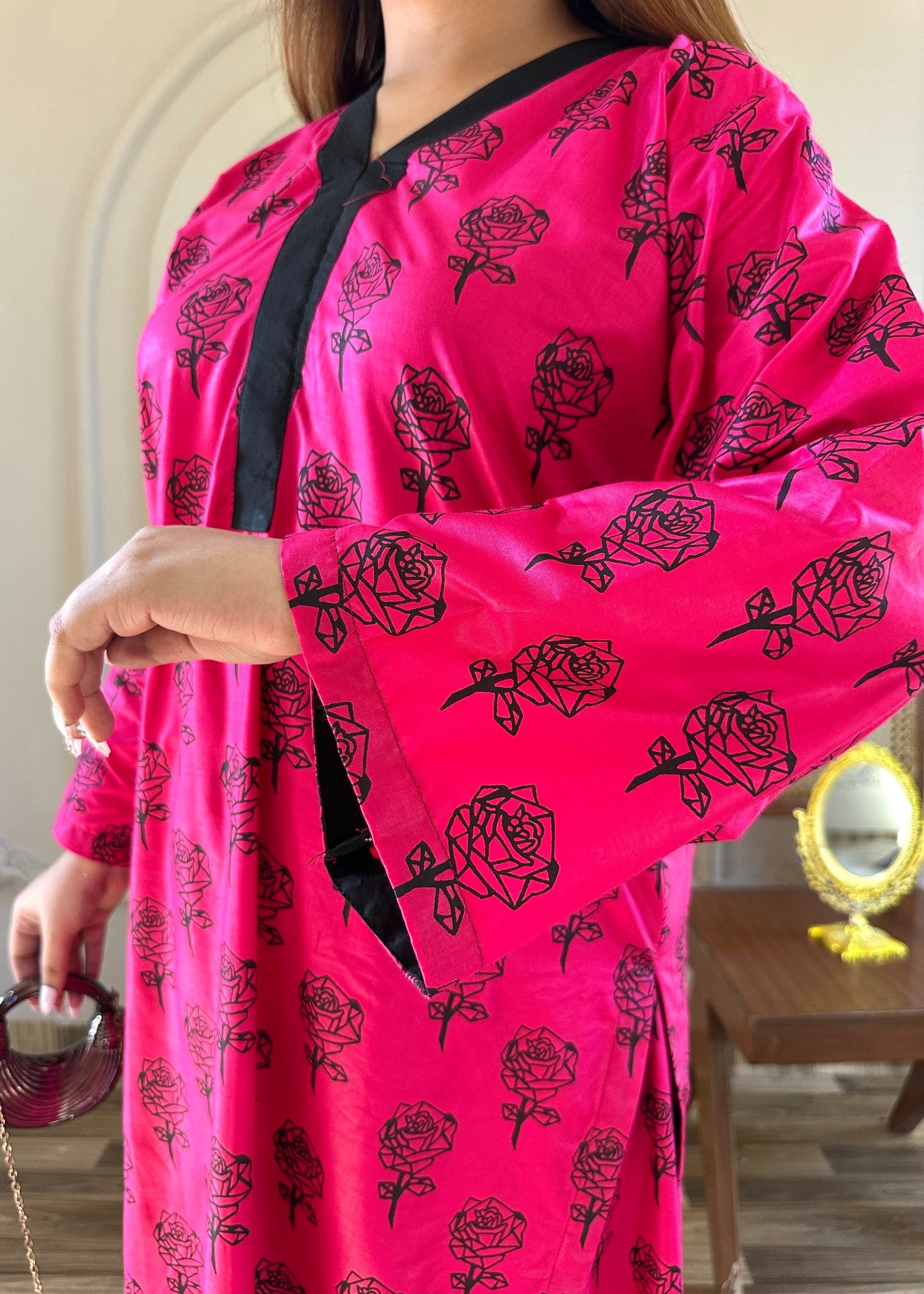 arabic lawn Co Ord Sets in Hot pink