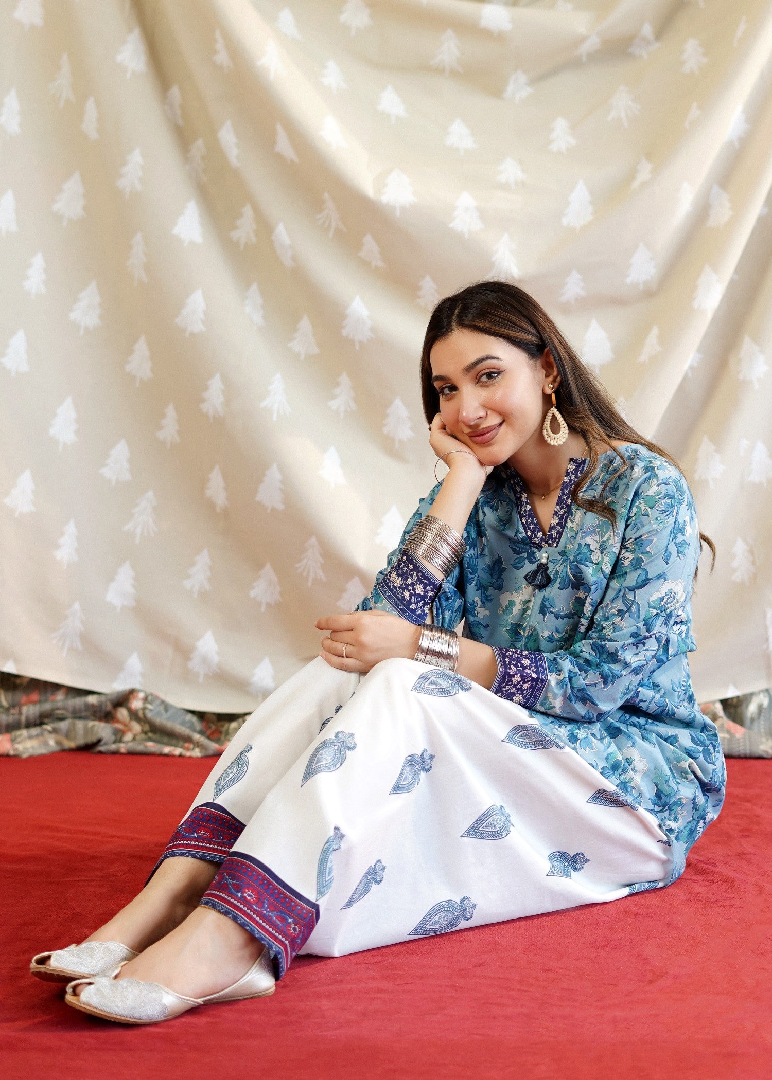 lawn Kurta Set in Azure