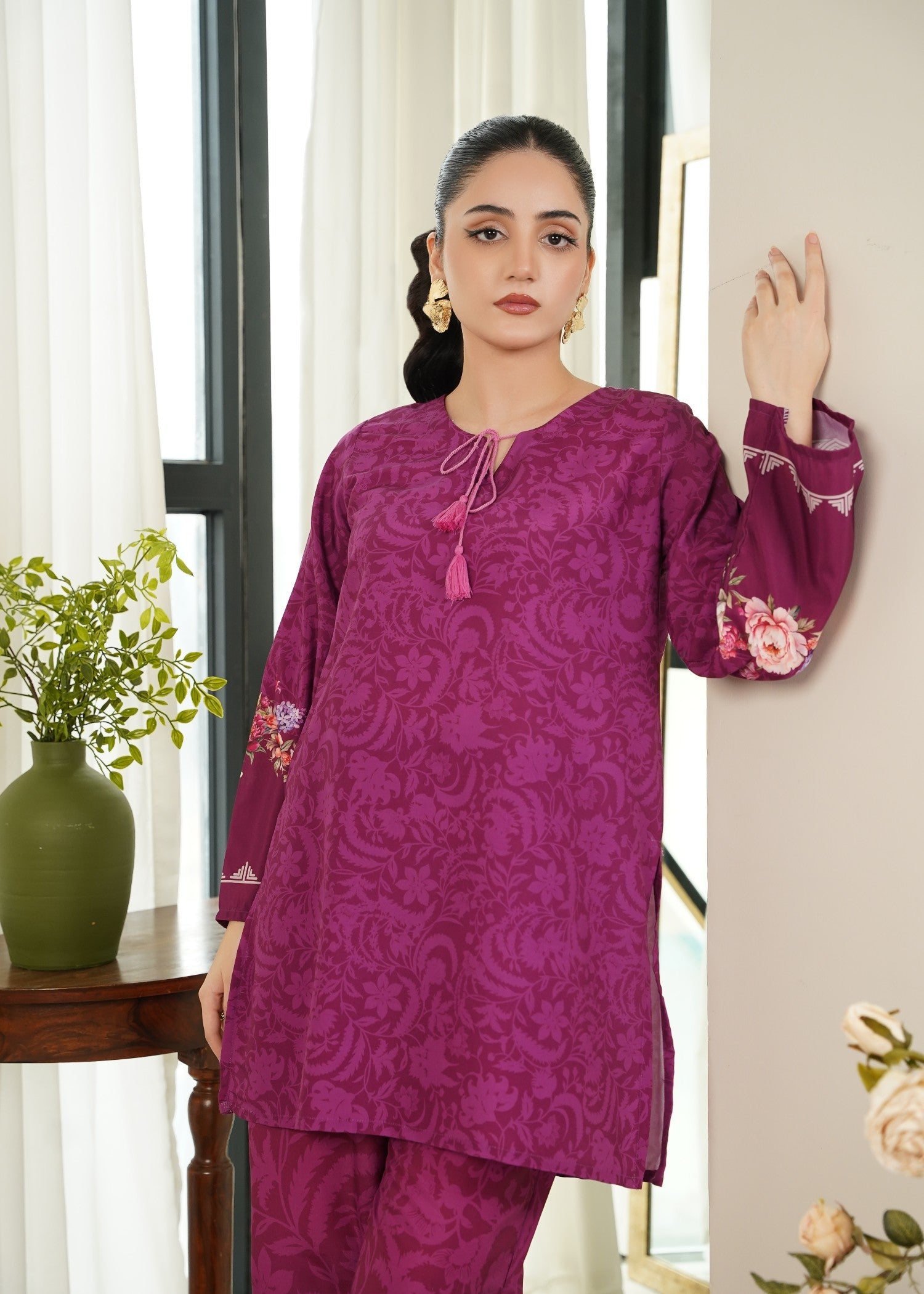 cambric Co Ord Sets in Plum purple