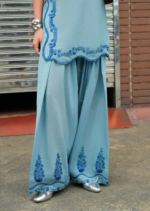 fine khaddar Kurti in Powder blue