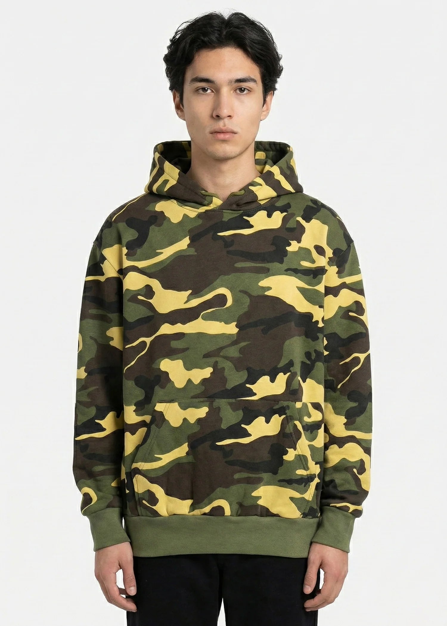 fleece Hoodie in Green, mellow yellow