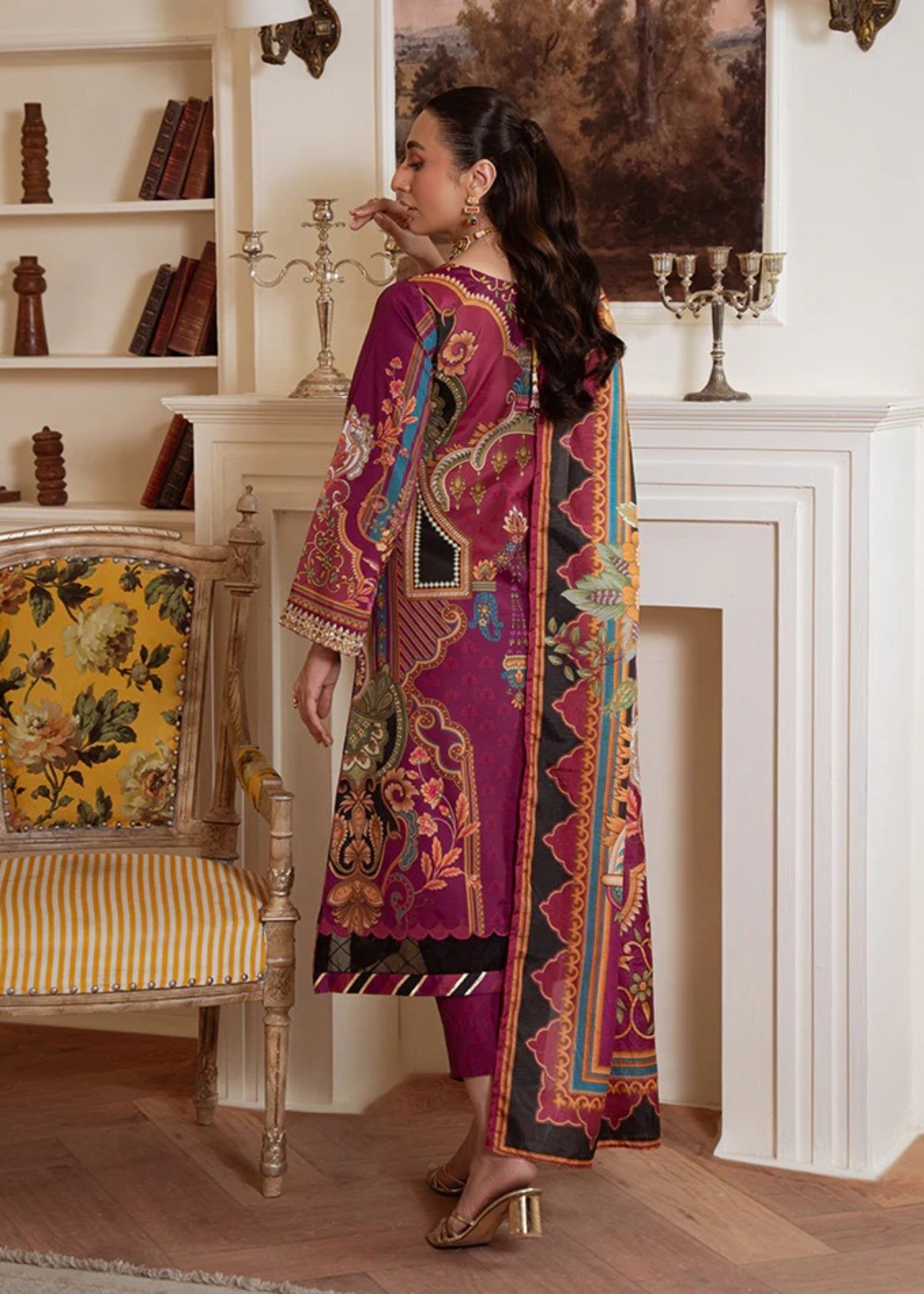 silk Kurta Set in Wine