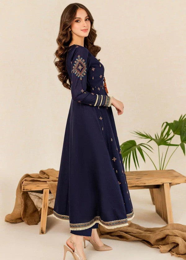 cotton Anarkali in Dark blue
