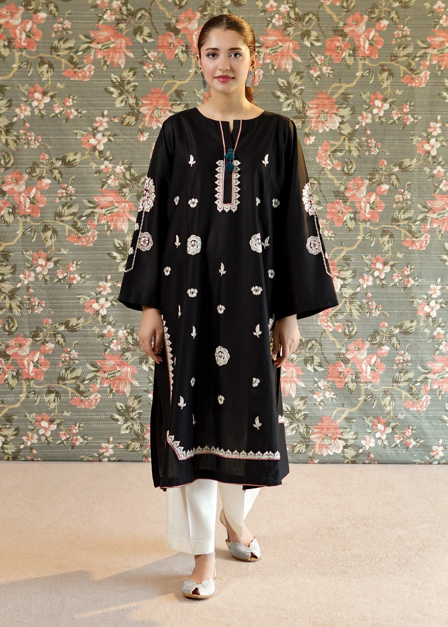 lawn Kurti in Black