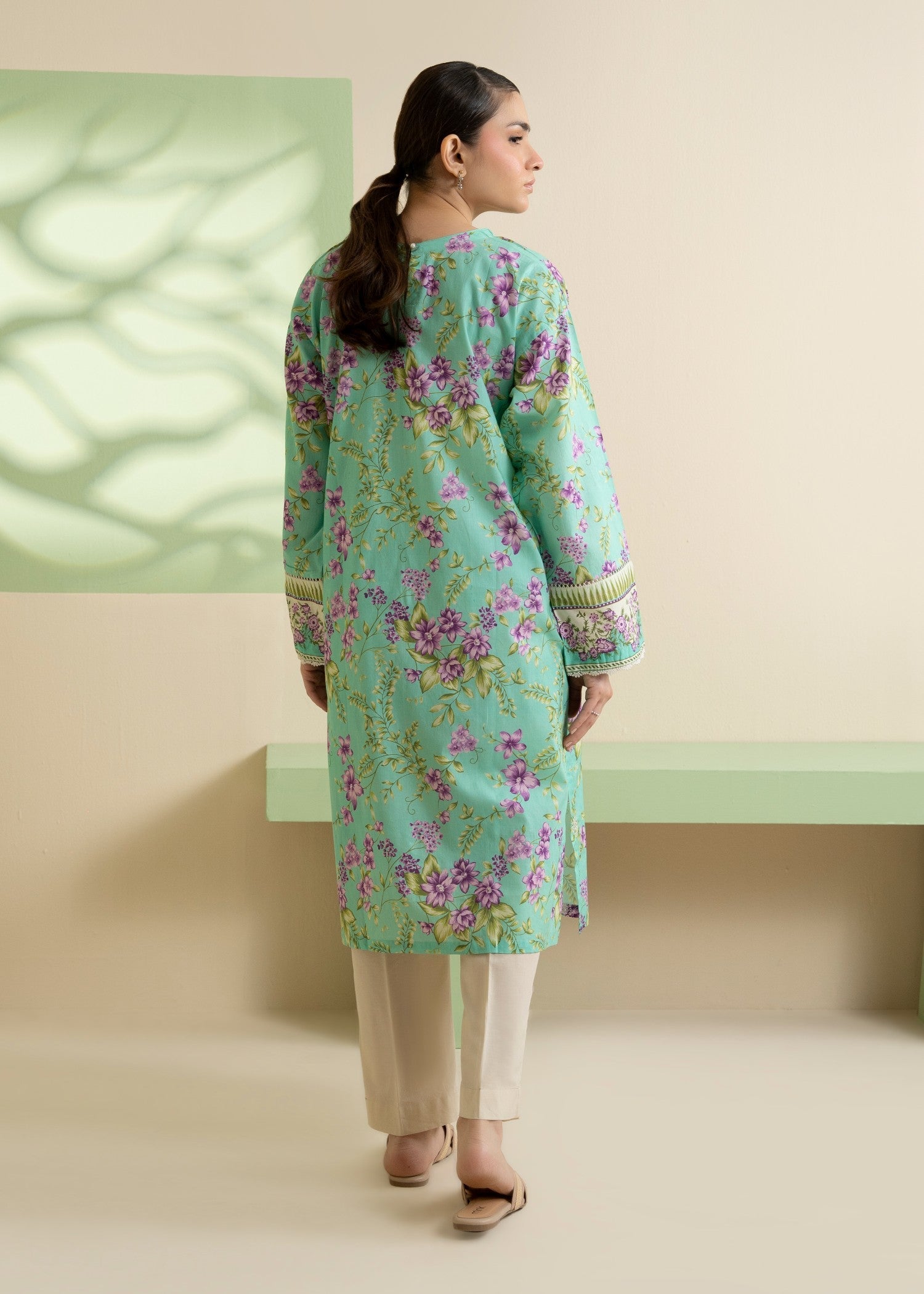 lawn Kurti in Aquamarine