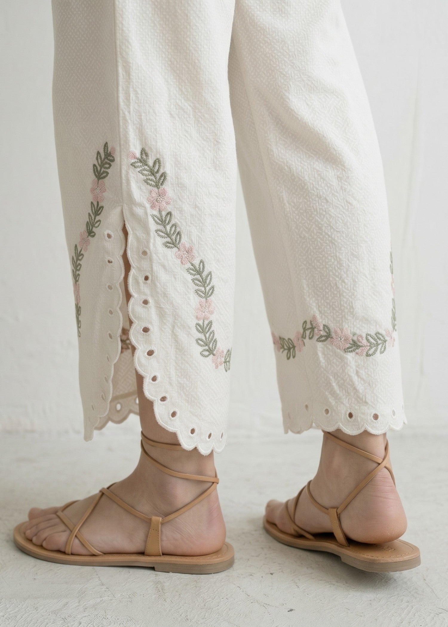 cotton jacquard Co Ord Sets in Ivory