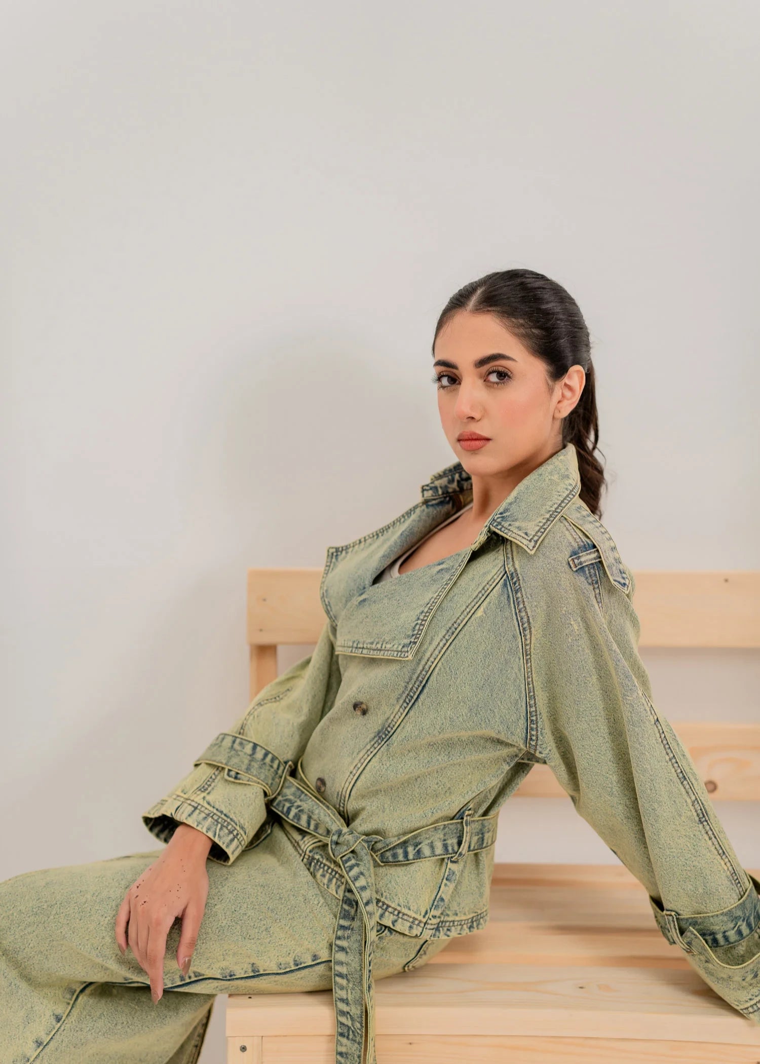 denim Jacket in Yellow green