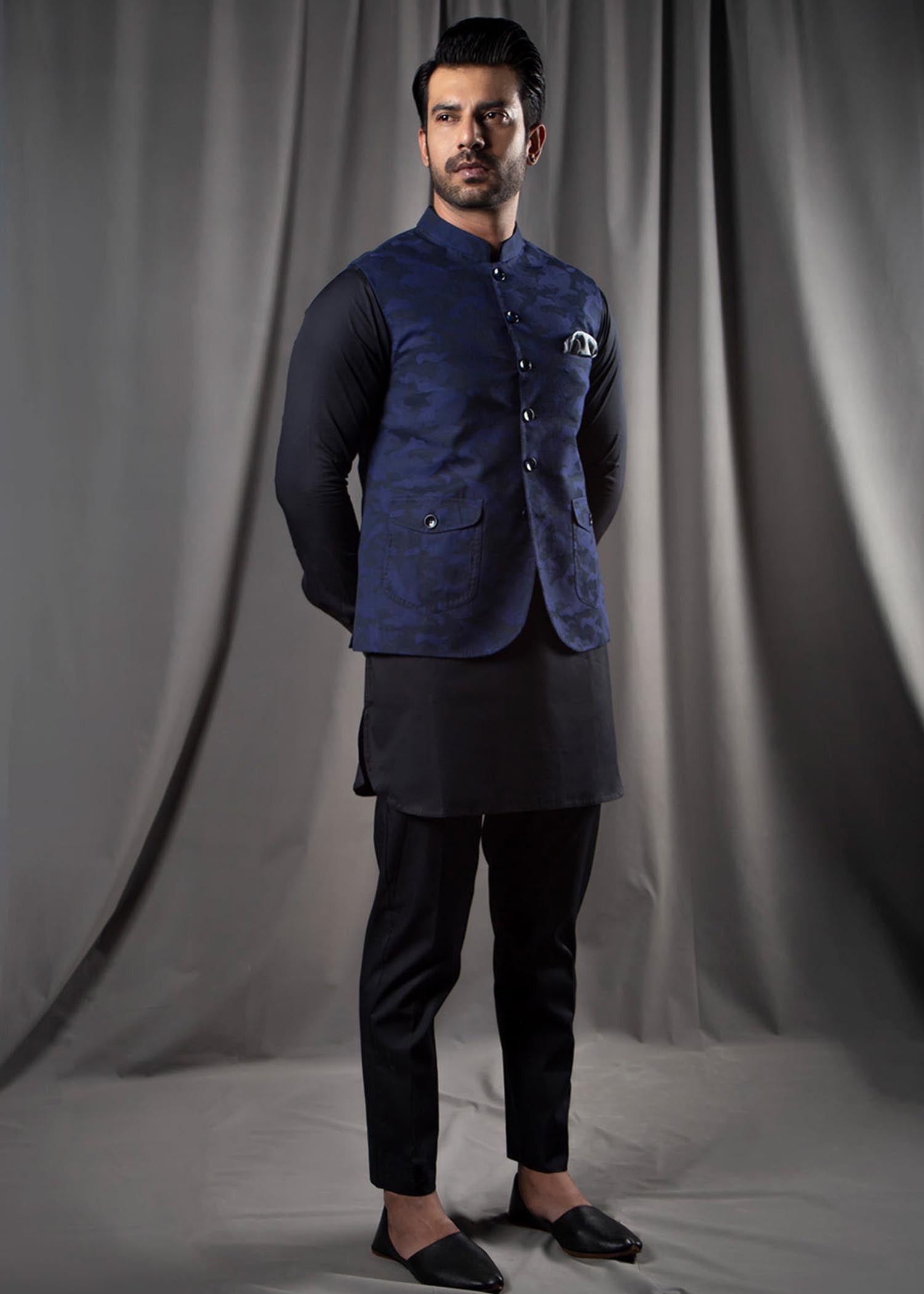 cotton Waistcoat in Dark blue