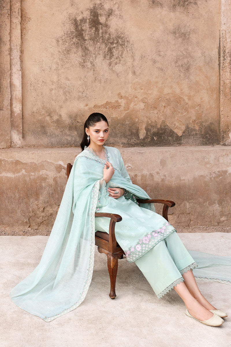 Festive – Misty Mint - Embroidered Lawn