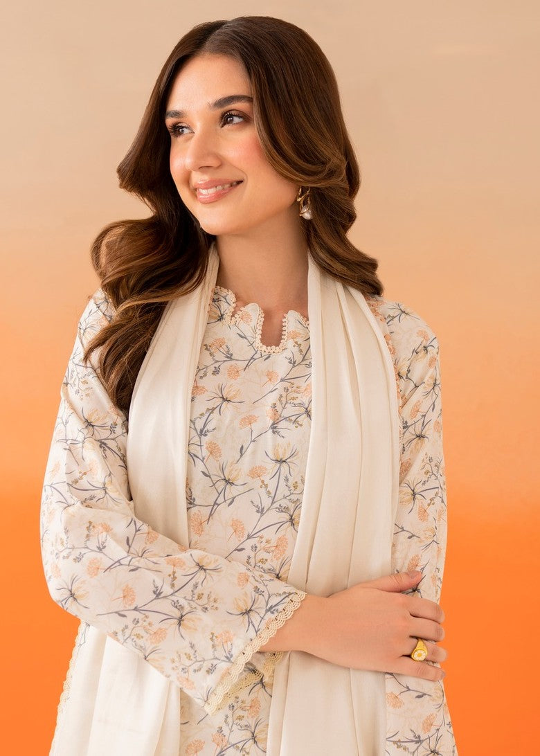 cambric Kurta Set in Off-white