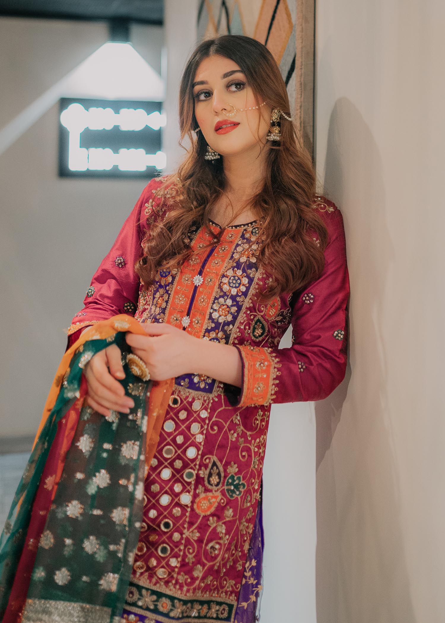raw silk Sharara in Multi