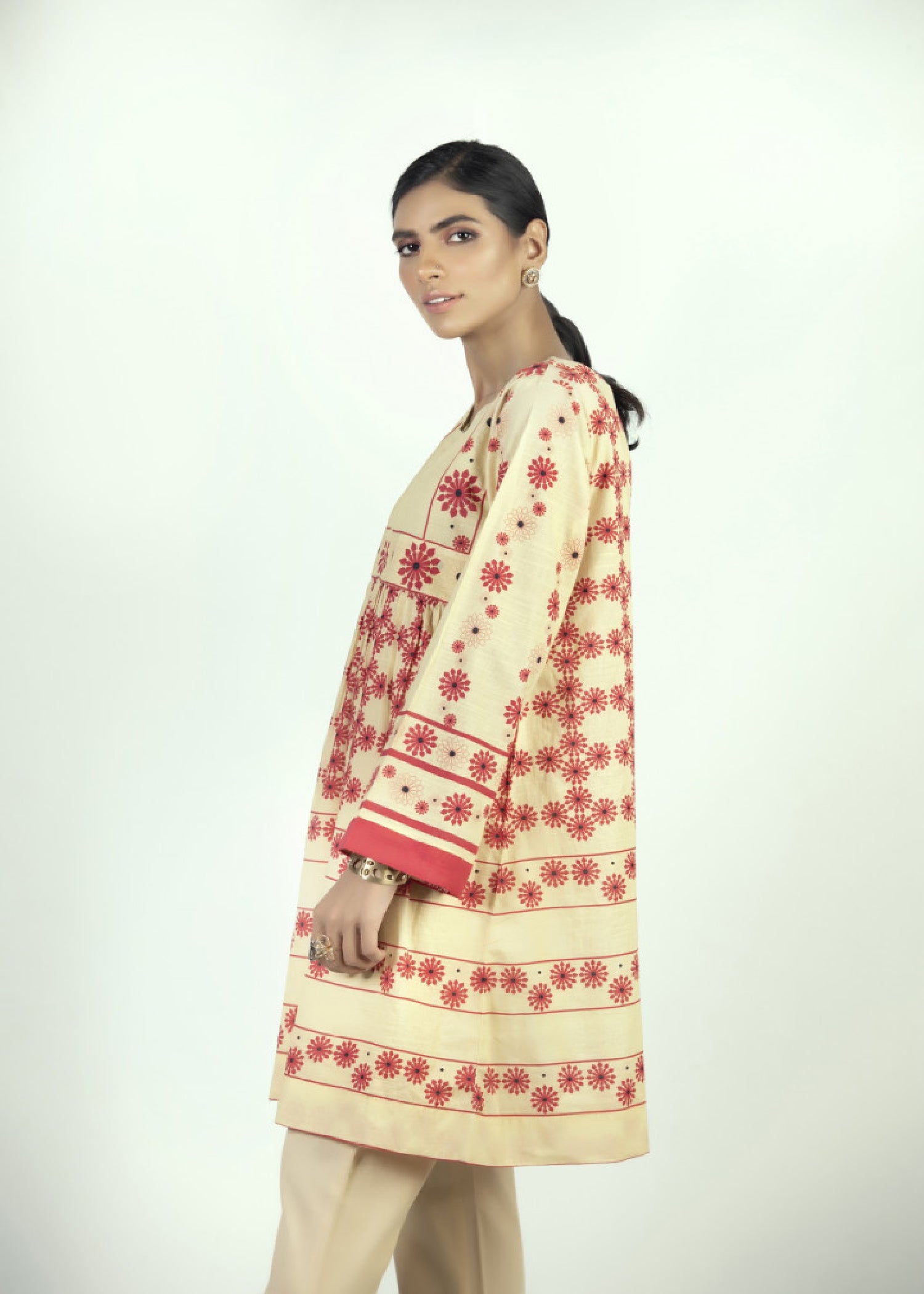 linen Short Frock in Beige