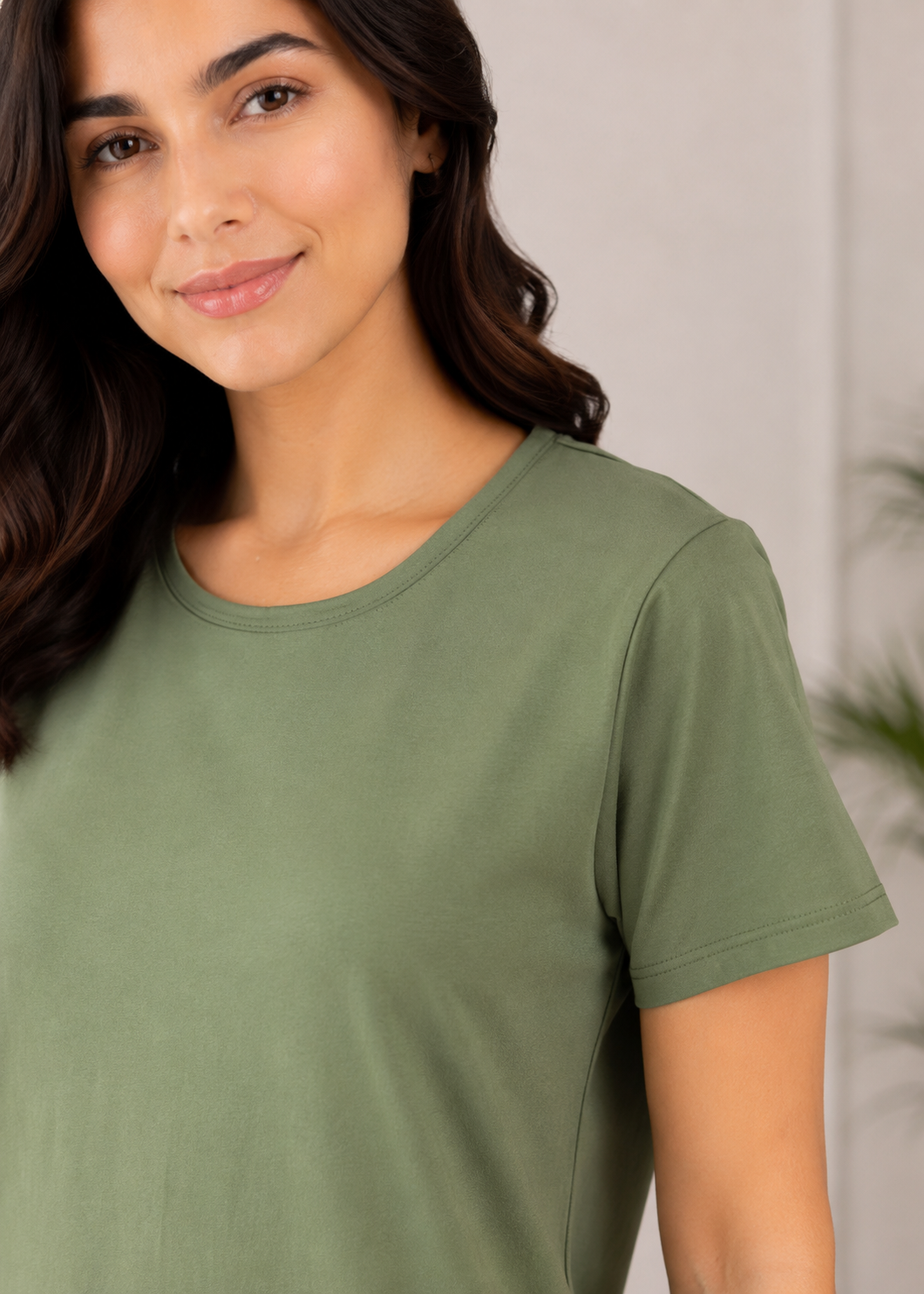 single jersey knit T Shirt in Fern green