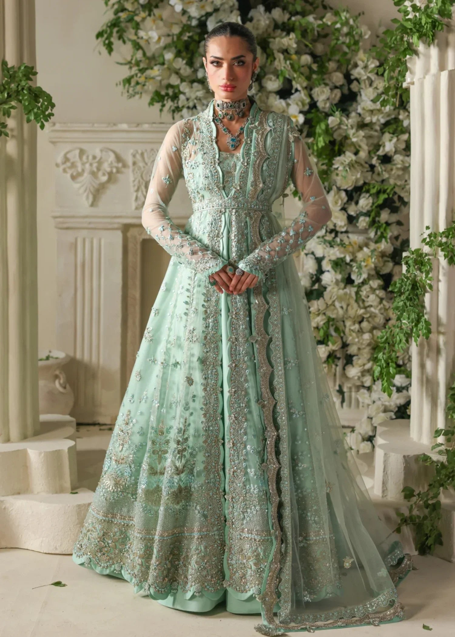 net Gown in Mint green