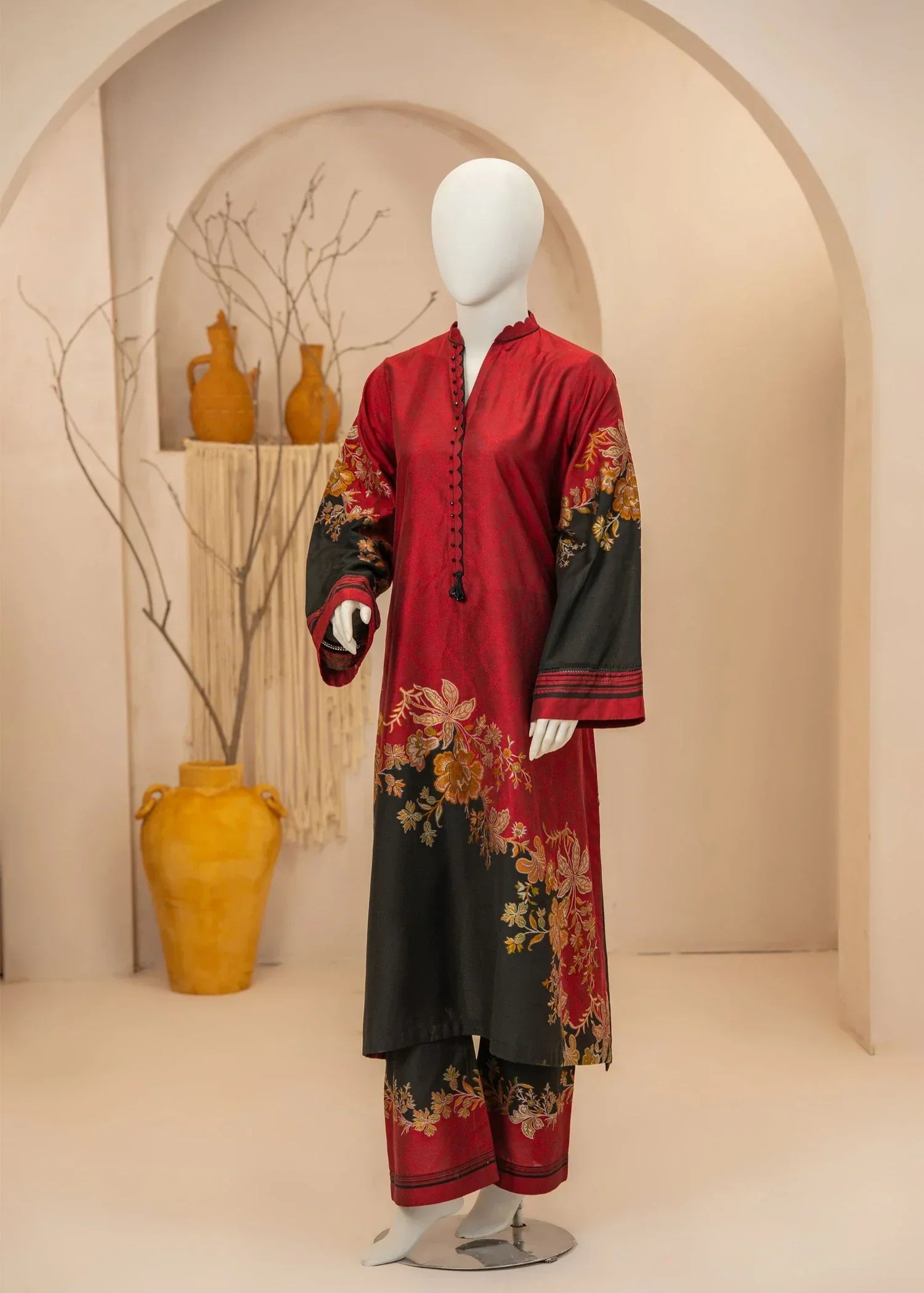 viscose Co Ord Sets in Blood red, black