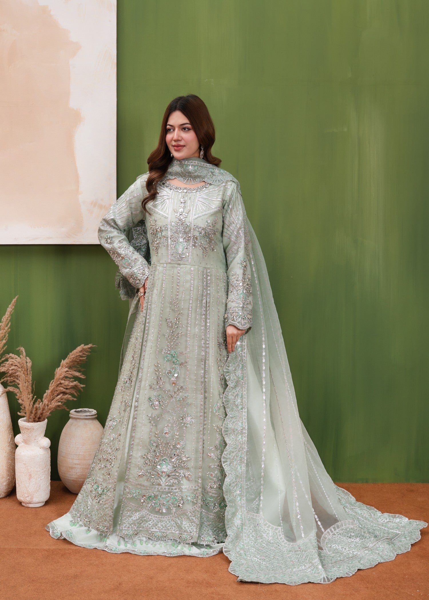 organza Maxi in Tea green