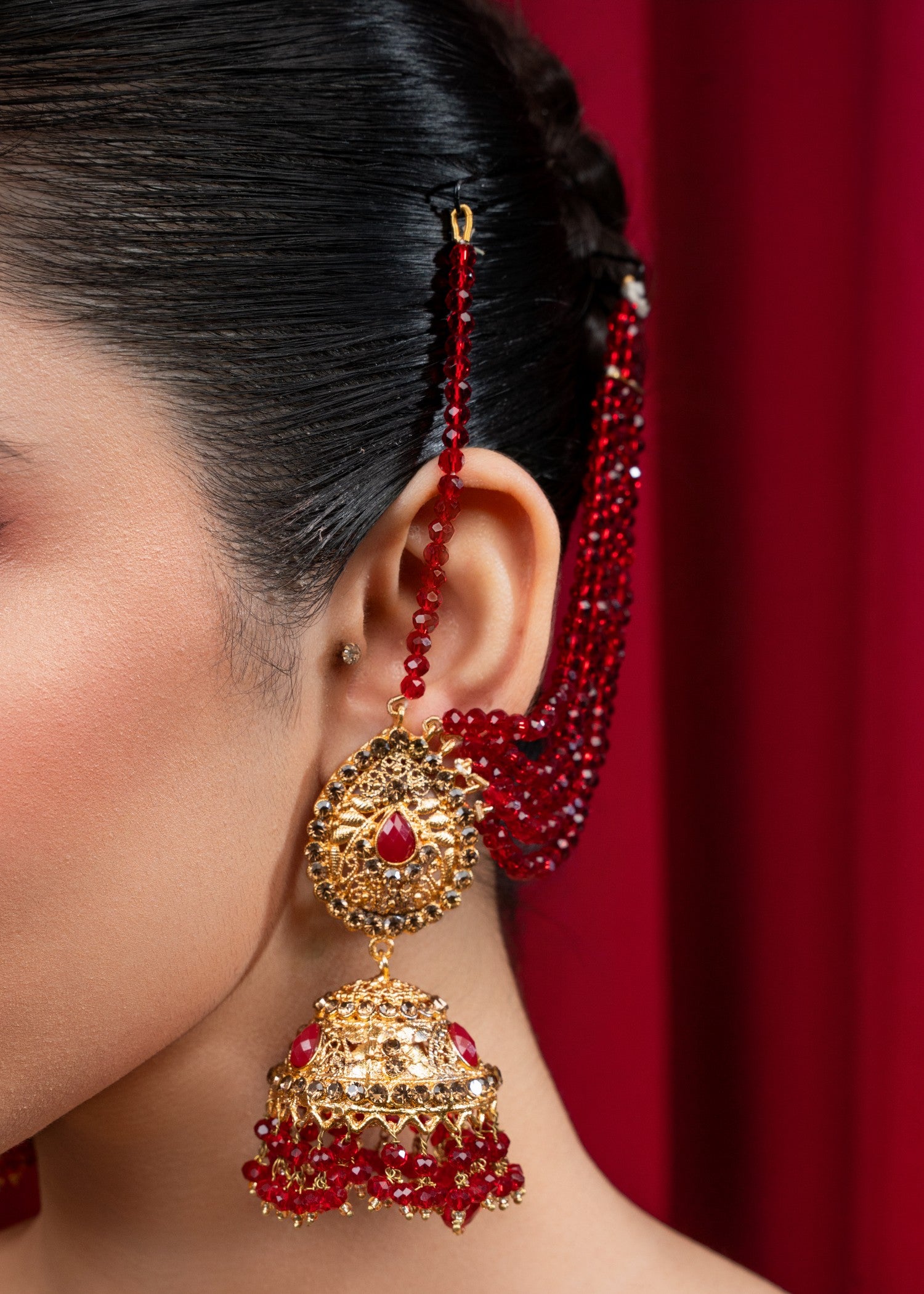 Earrings in Gold, red Color by - Trendy Women Earrings UHH9238