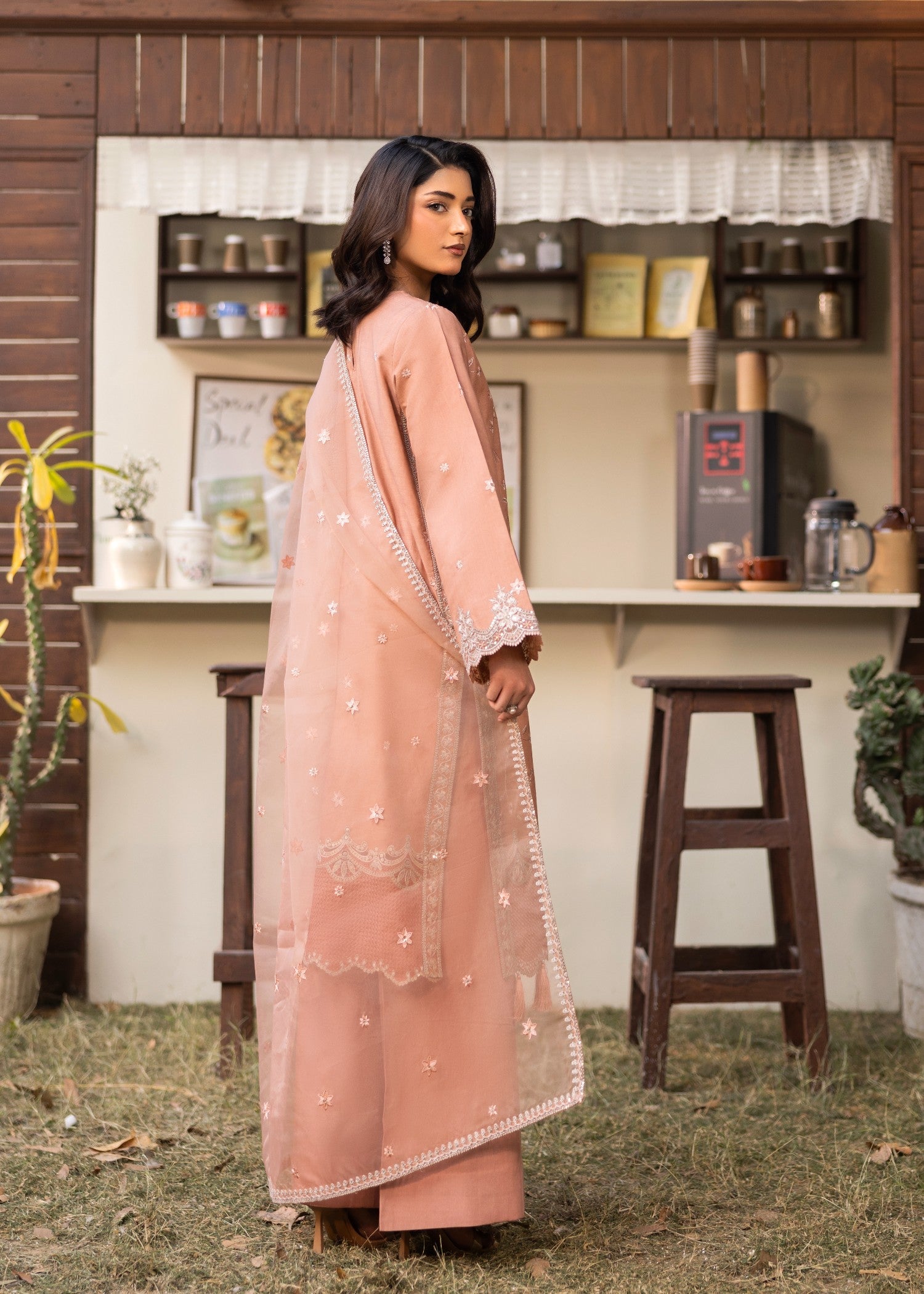 viscose Kurta Set in Marmalade orange