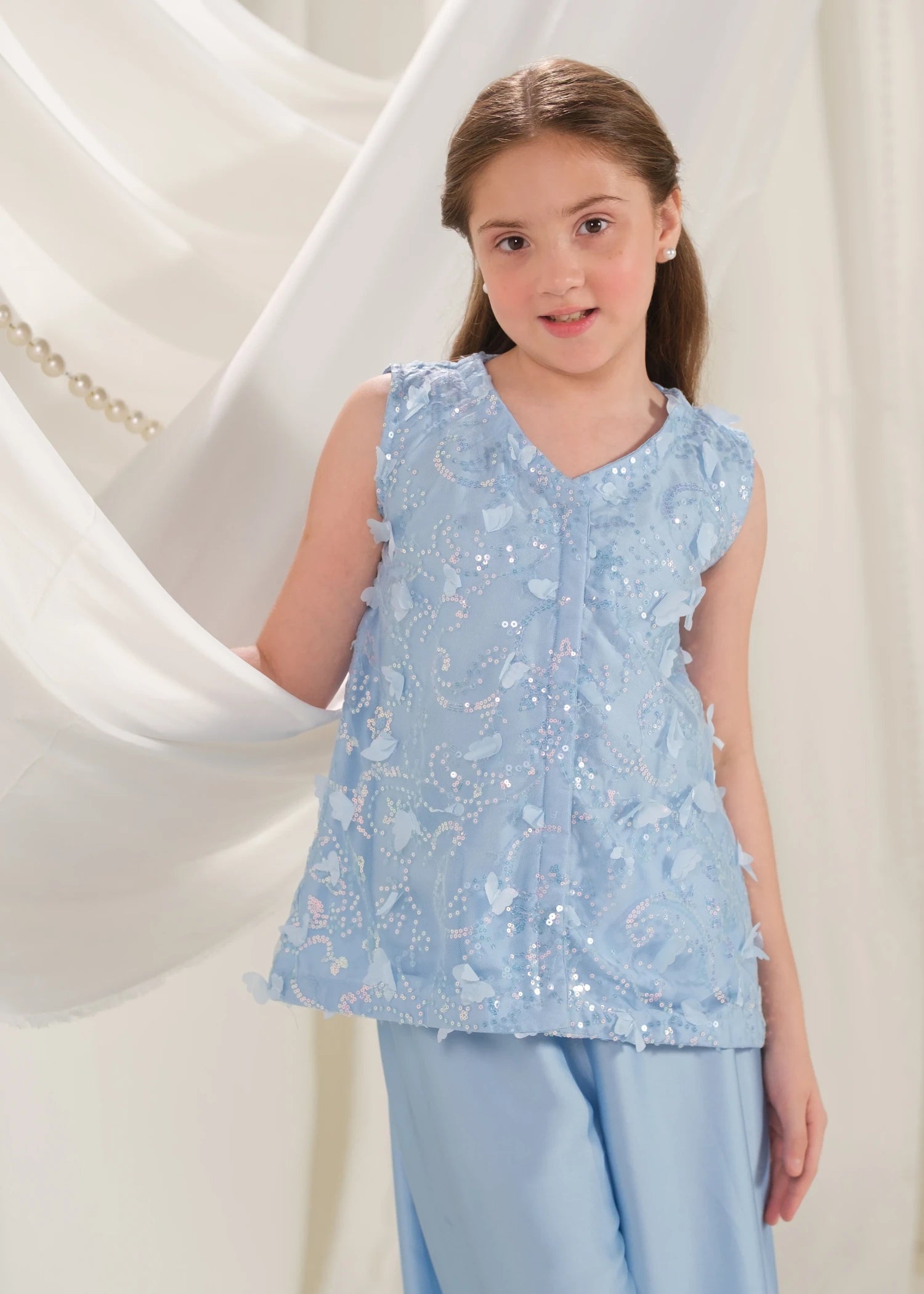silk Sharara in Sky blue