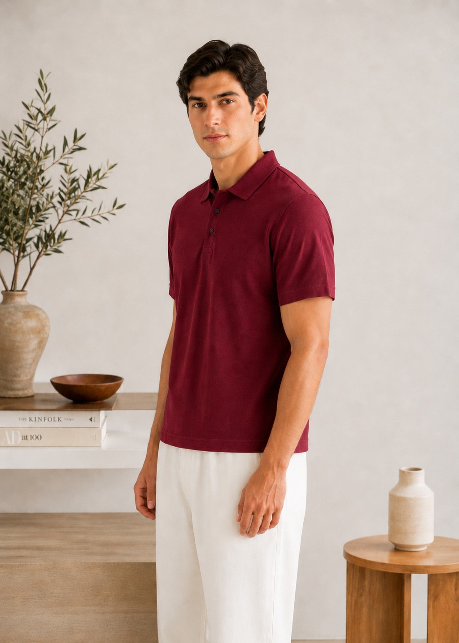 cotton pique Polo Shirt in Maroon