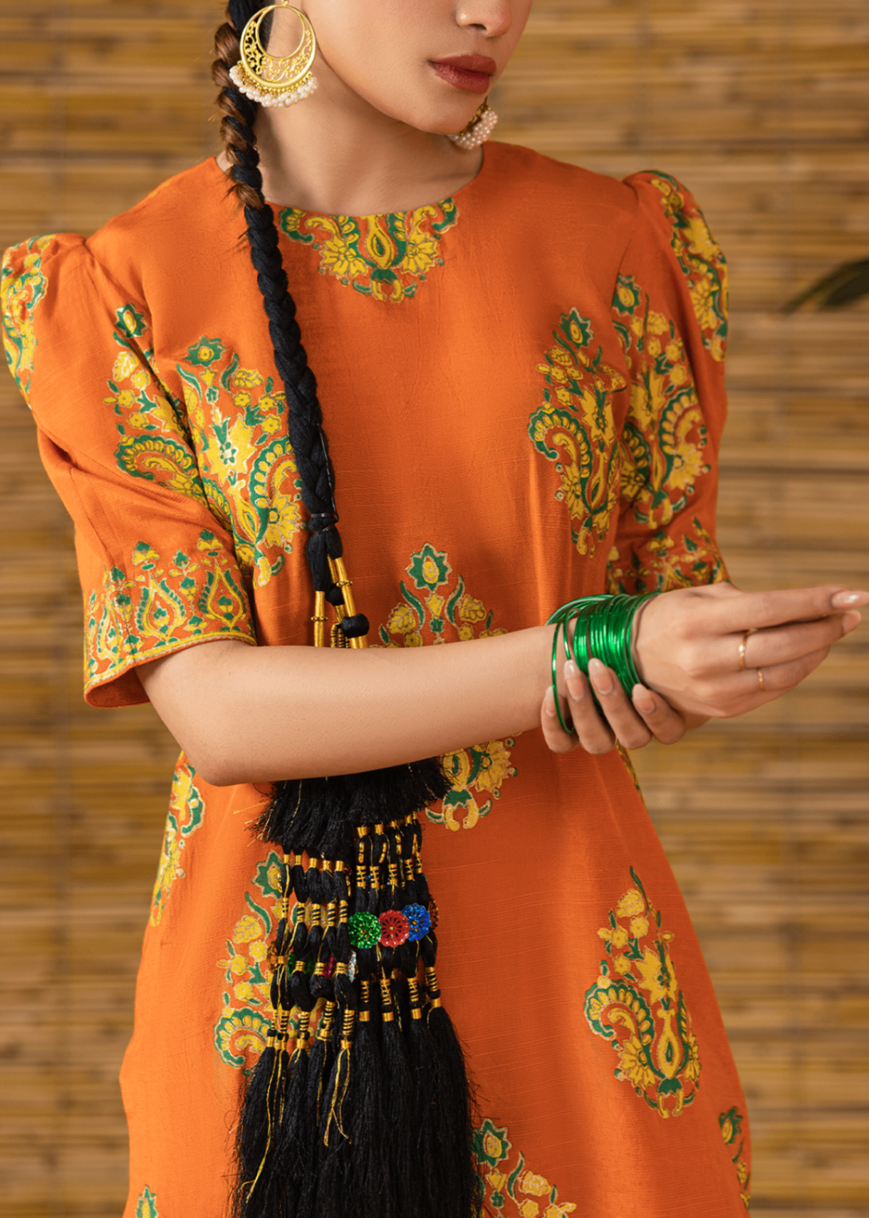 raw silk Unstitched in Tangerine