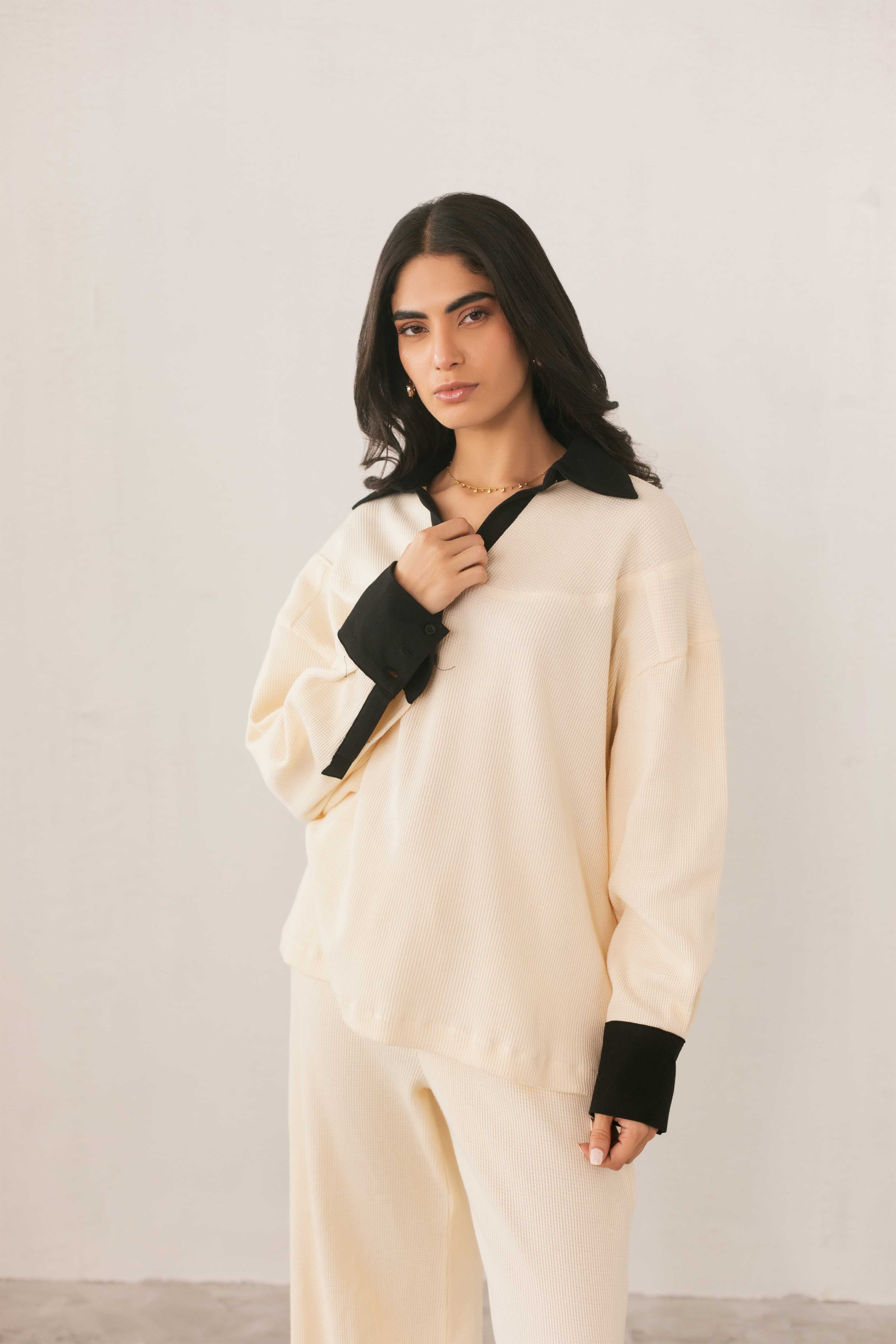 brochea jacquard Top in Cream