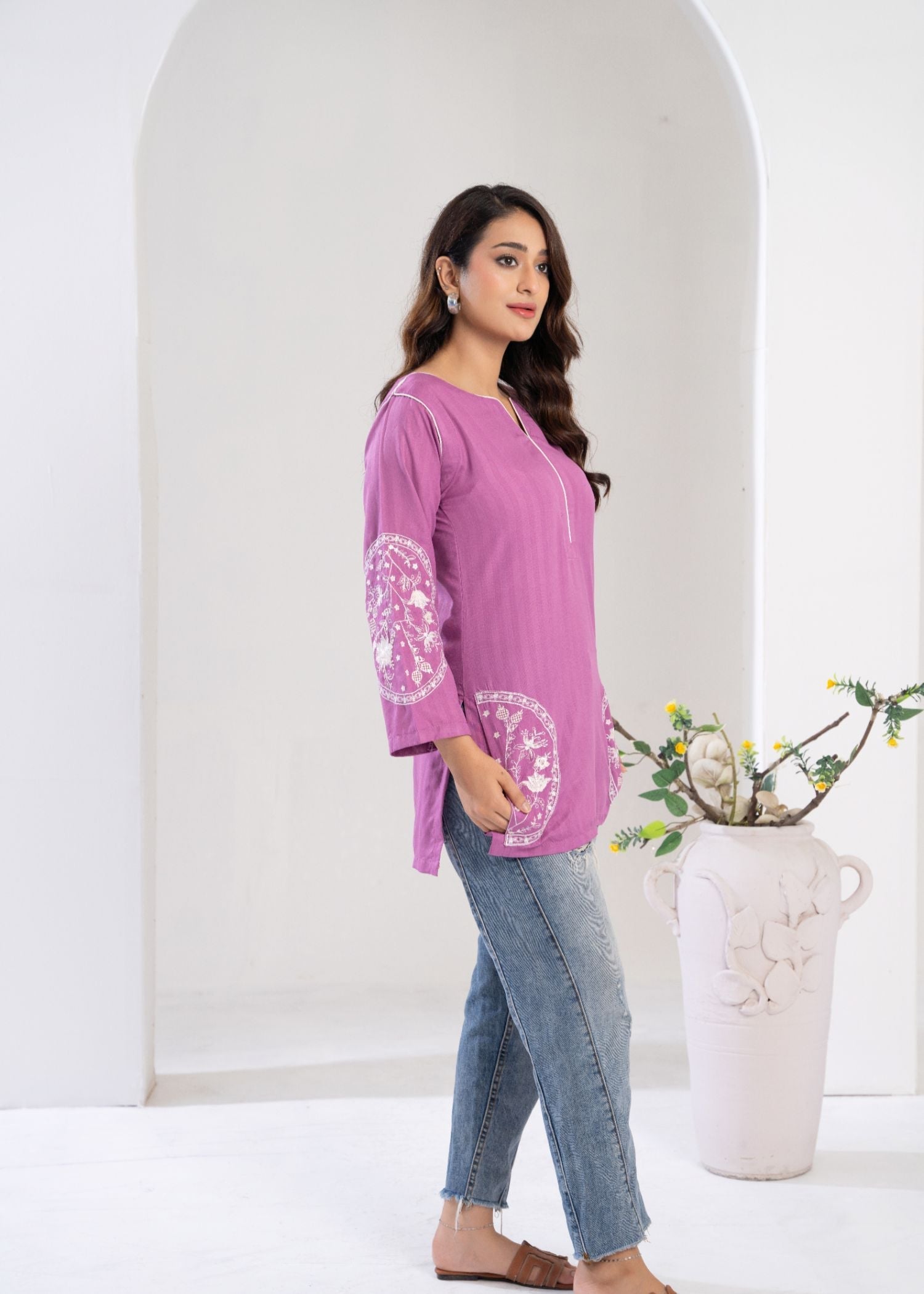 cotton Kurti in Lilac