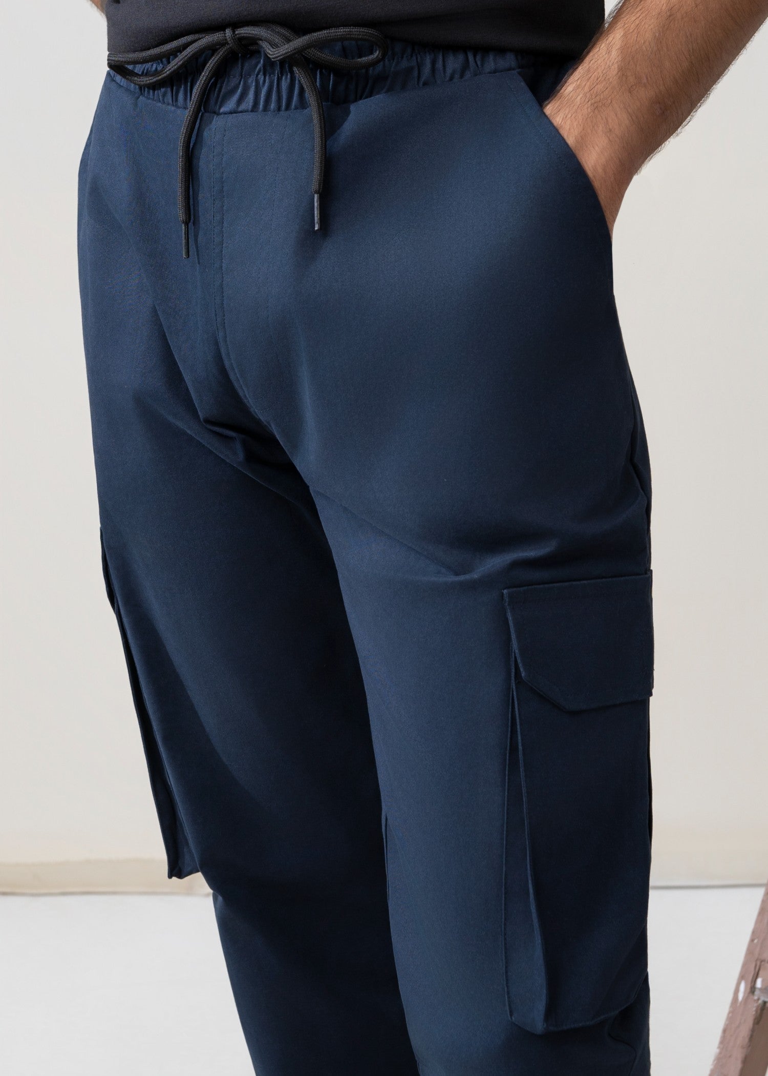 twill cotton Trousers in Navy blue