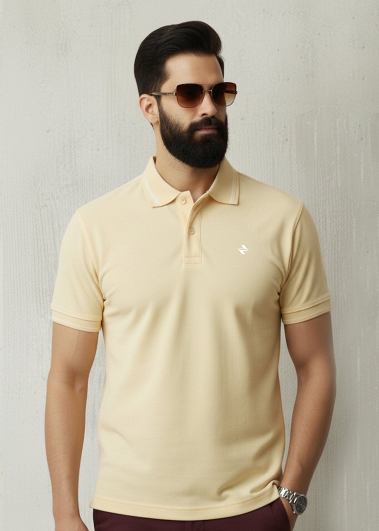 cambric cotton Polo Shirt in Yellow