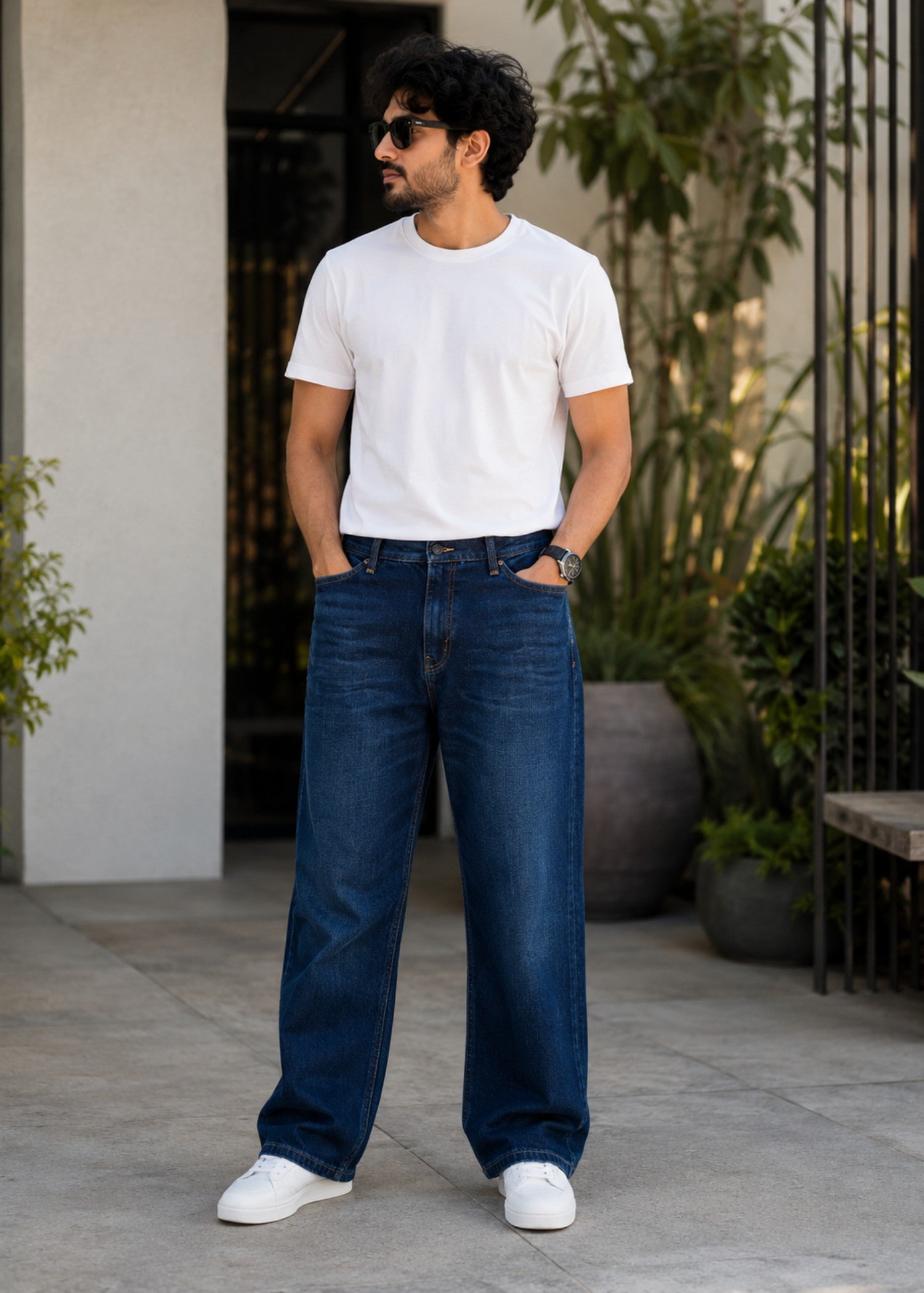 cotton Jeans in Dark blue