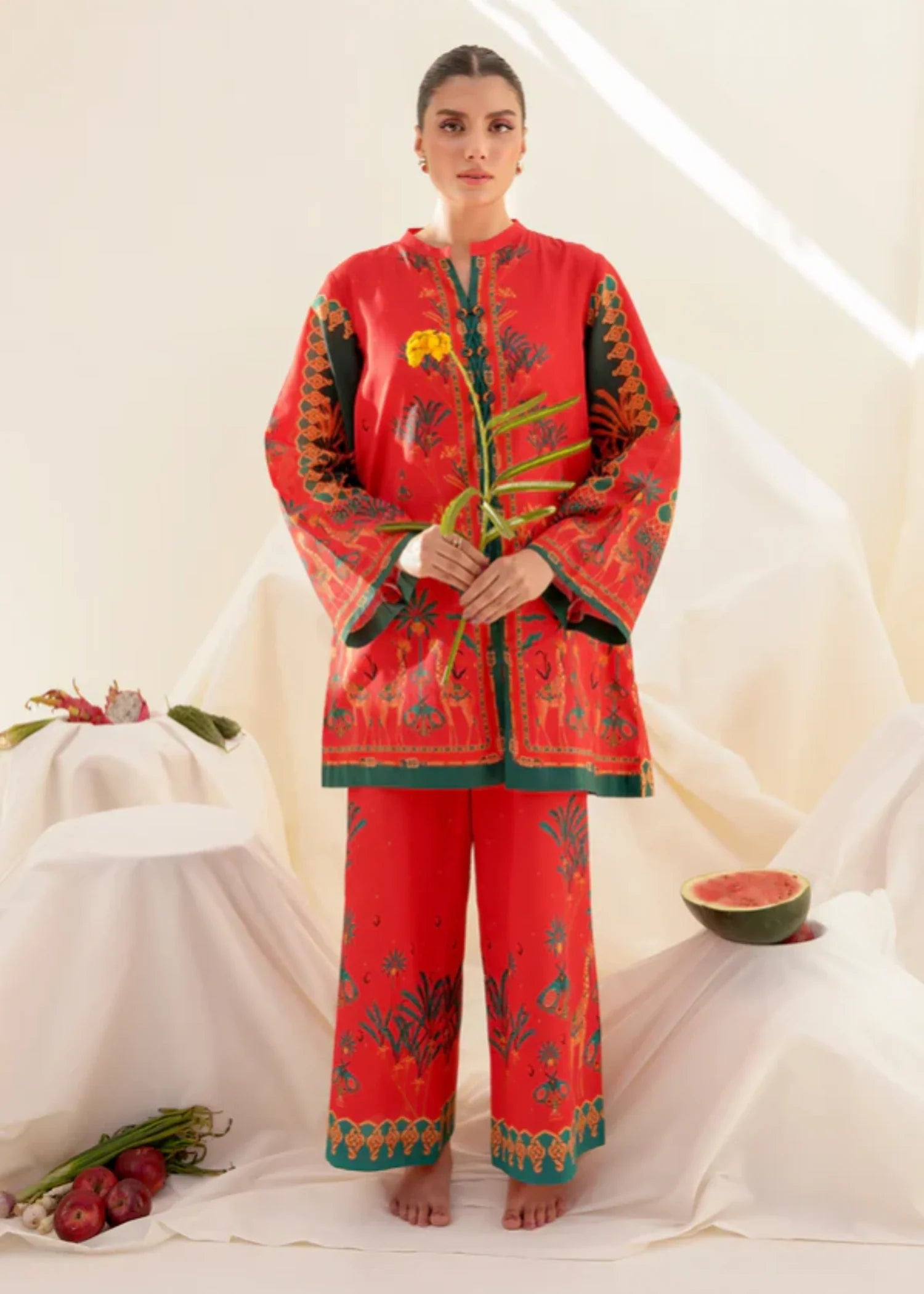 cambric Co Ord Sets in Cherry red