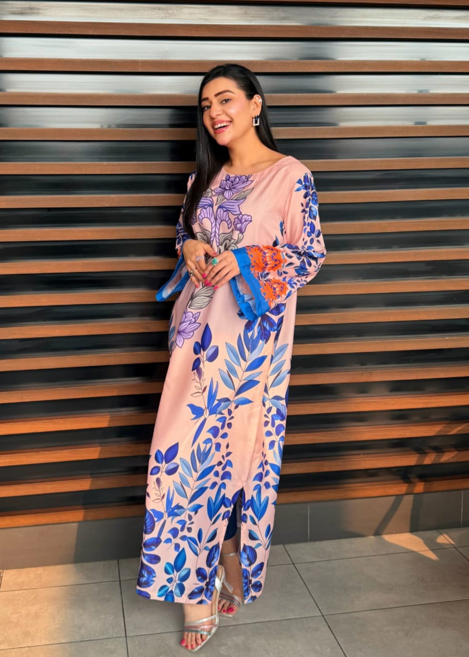 grip Kaftan in Peach pink