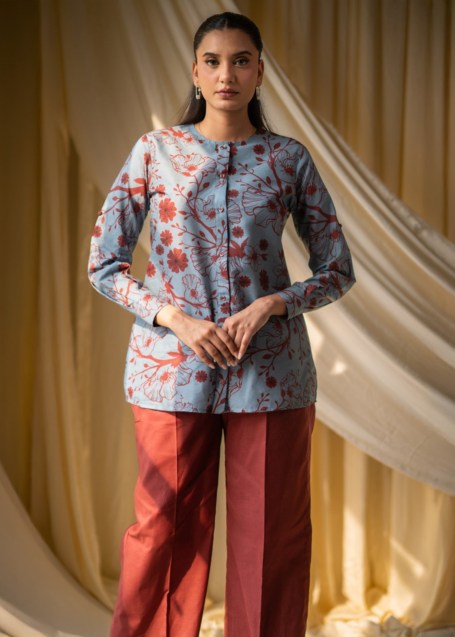 cambric Tunic in Blue lagoon