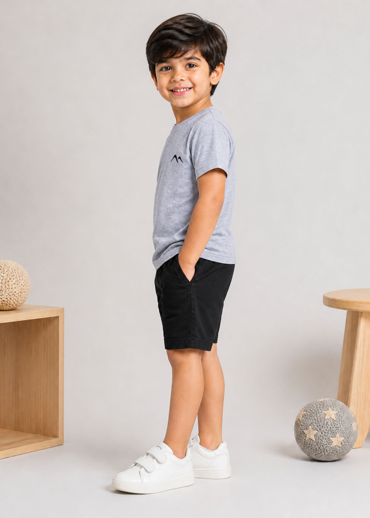 melange jersey knit T Shirt in Pastel grey
