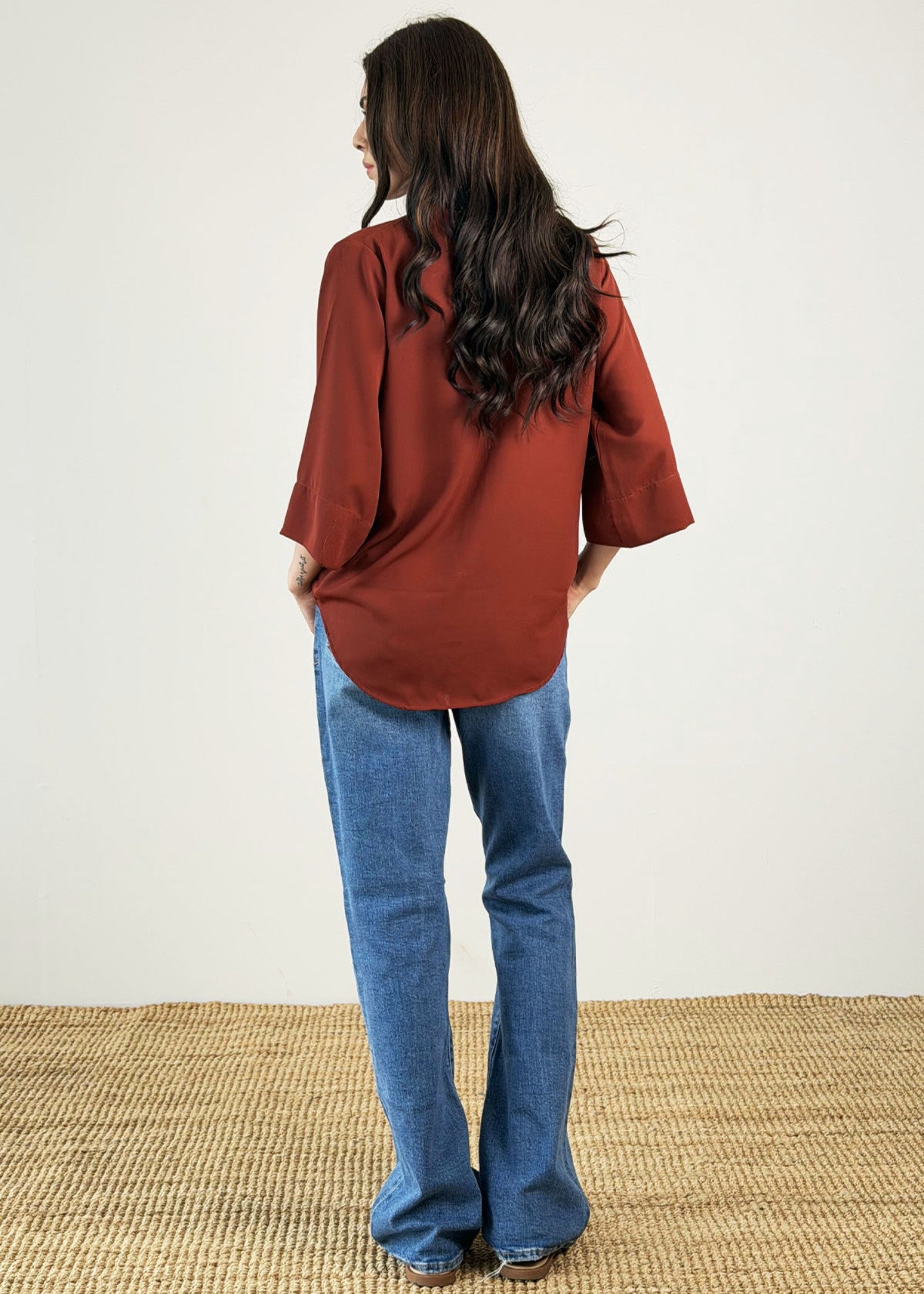 georgette Top in Rust orange