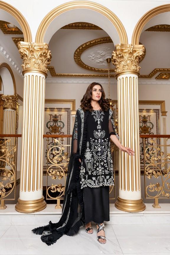 bemberg crinkle chiffon Unstitched in Black