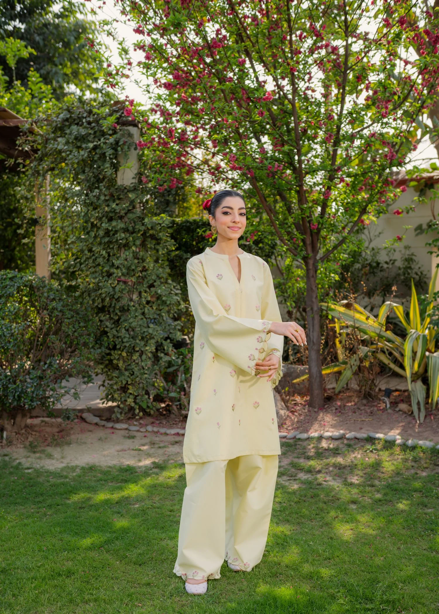 pure cotton Kurta Set in Light yellow