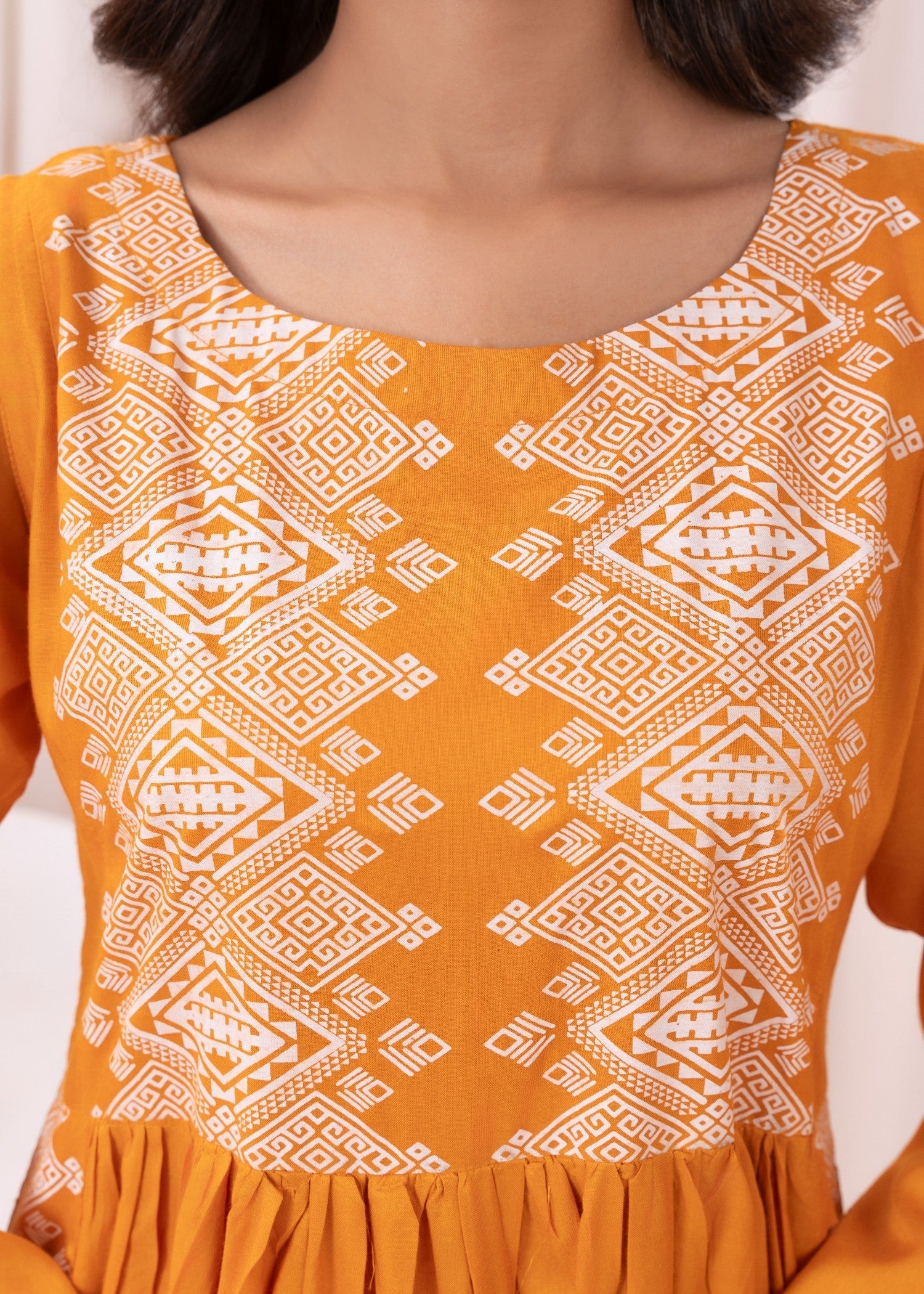 linen Kurti in Mustard
