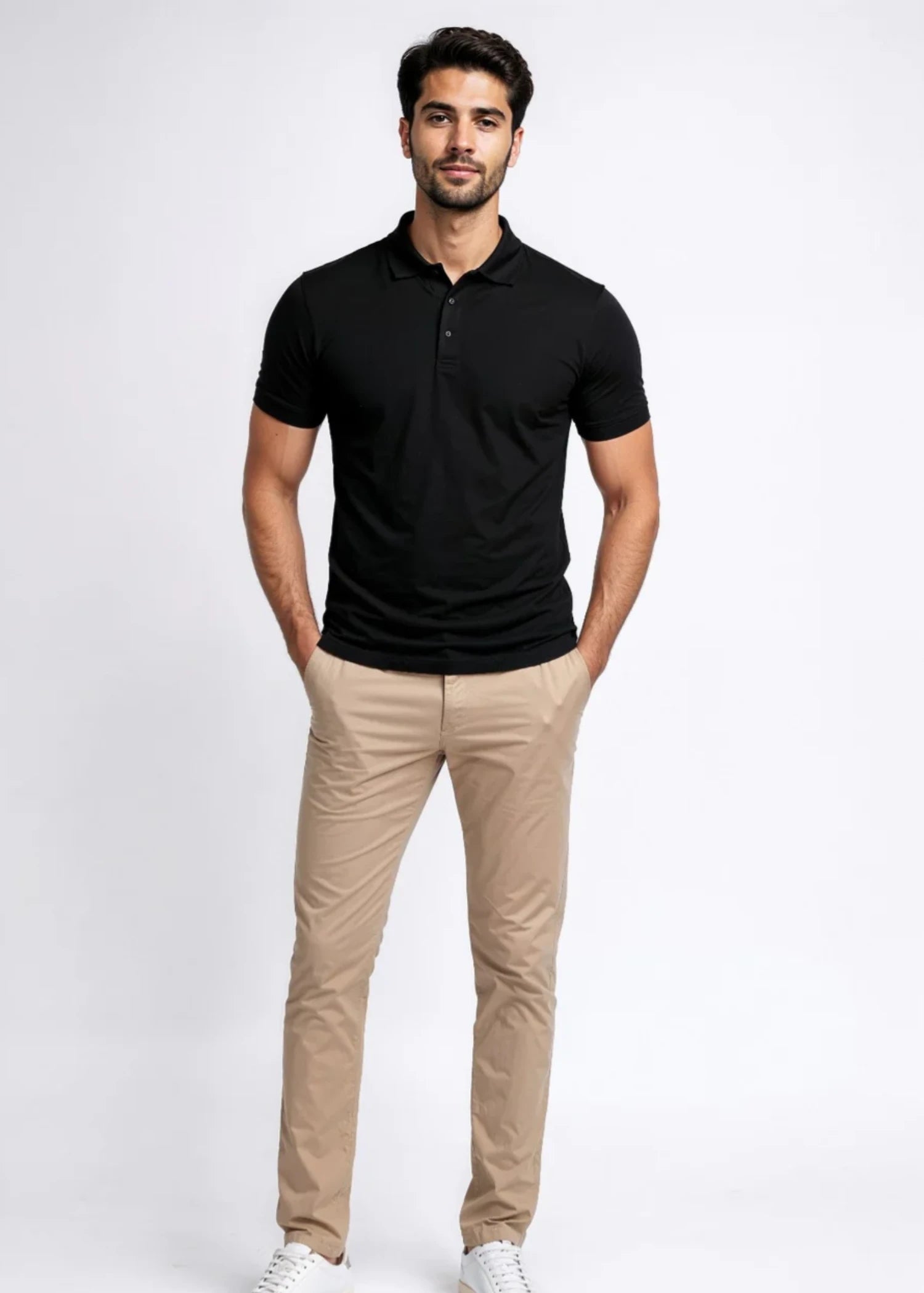 polycotton Polo Shirt in Black by Hinz