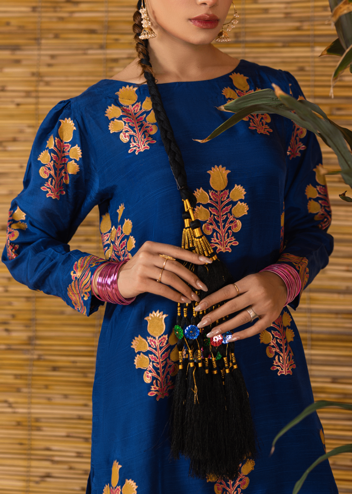 raw silk Unstitched in Dark blue
